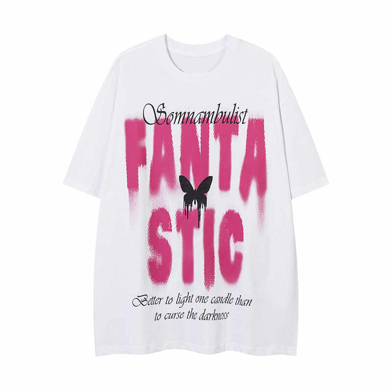 Butterfly And Letters T-shirt Loose Summer Men