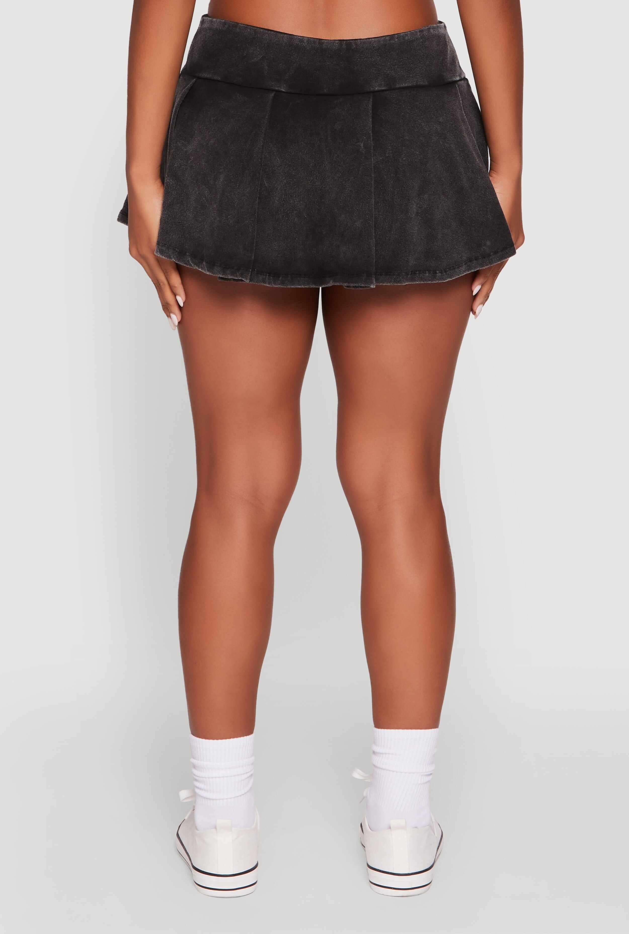 Trendy Acid Wash Pleated Micro Skort