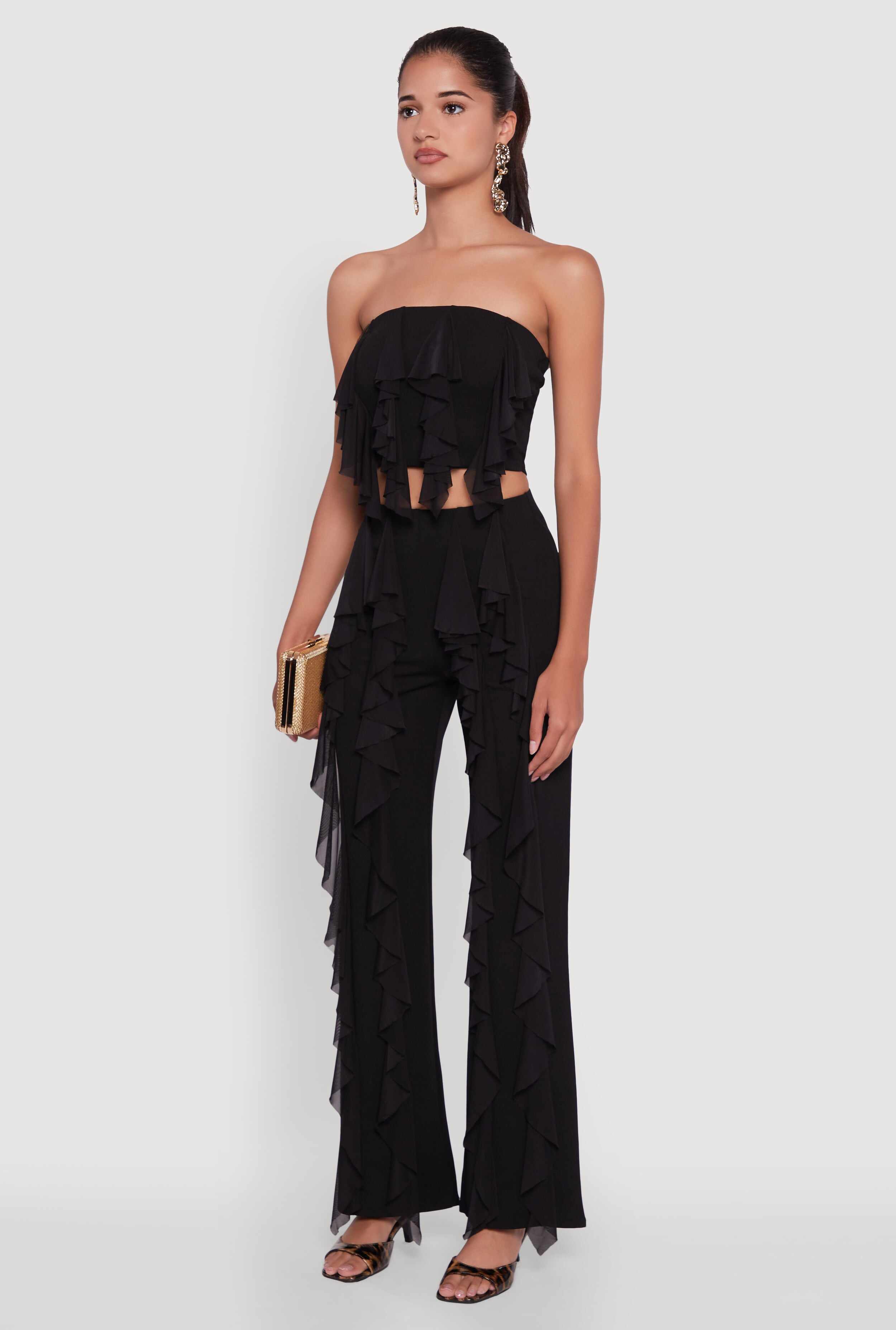 Ruffle Trim Crop Tube Top
