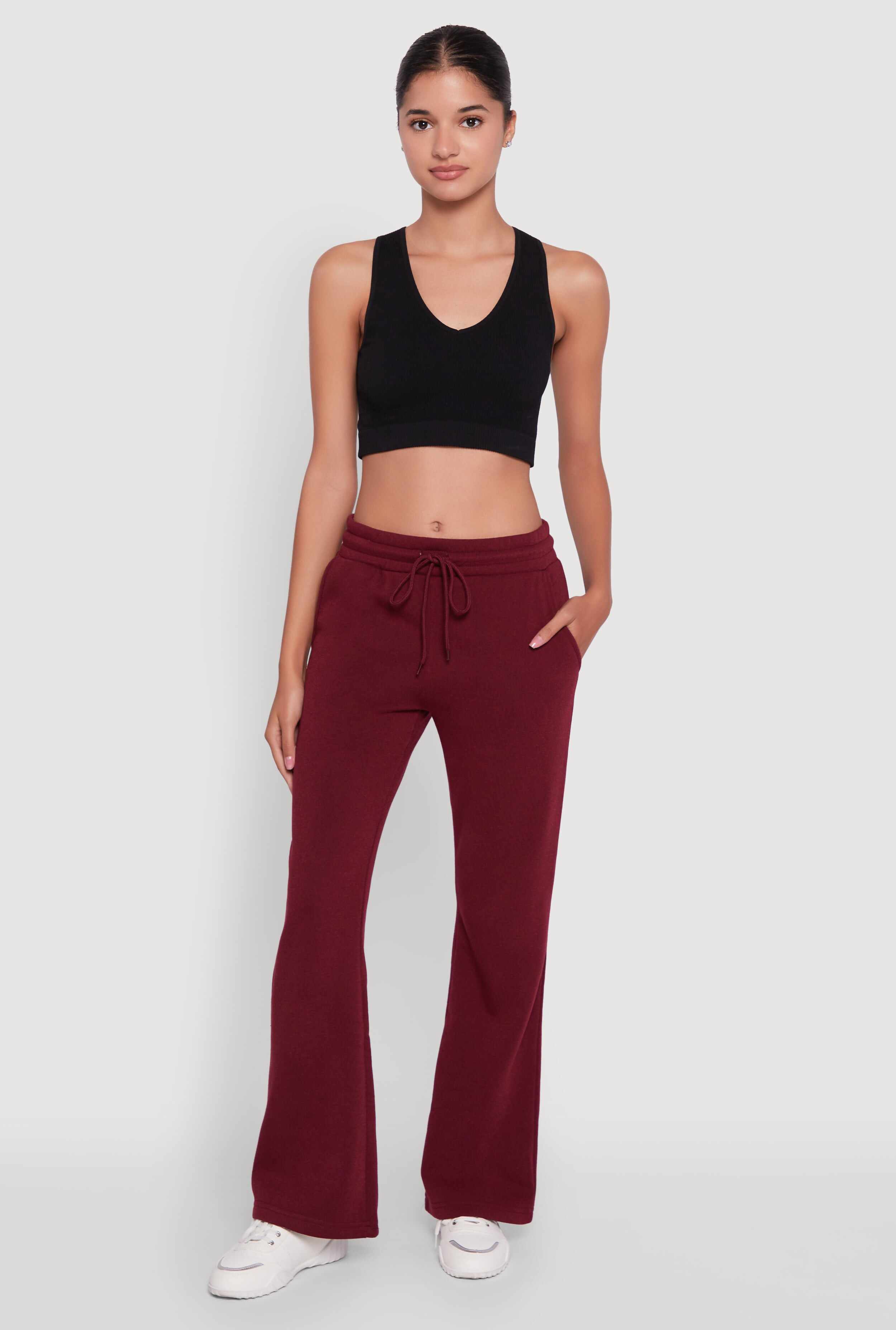 Drawstring Waist Bootcut Sweatpants