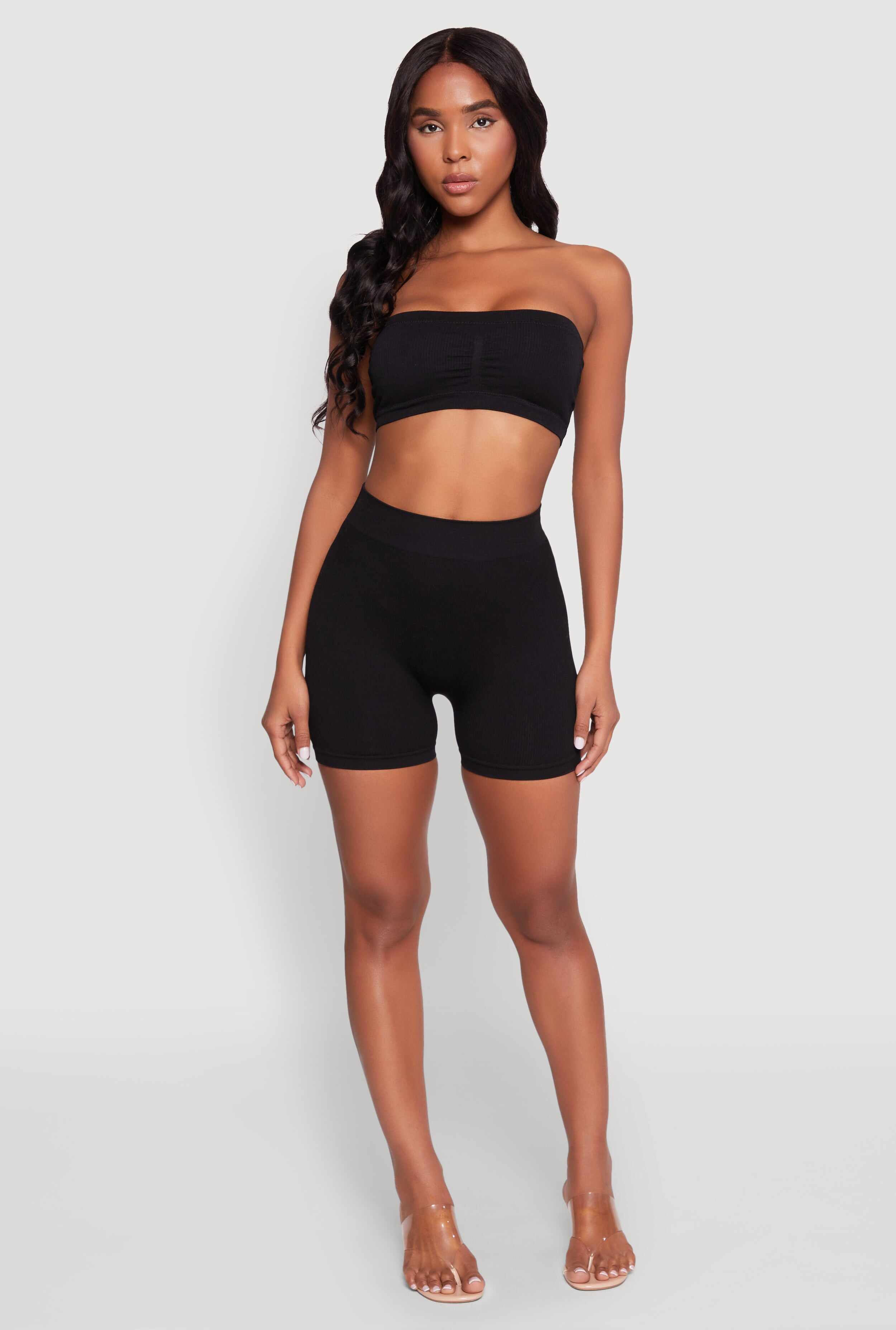 Seamless Rib Knit Bandeau Bra