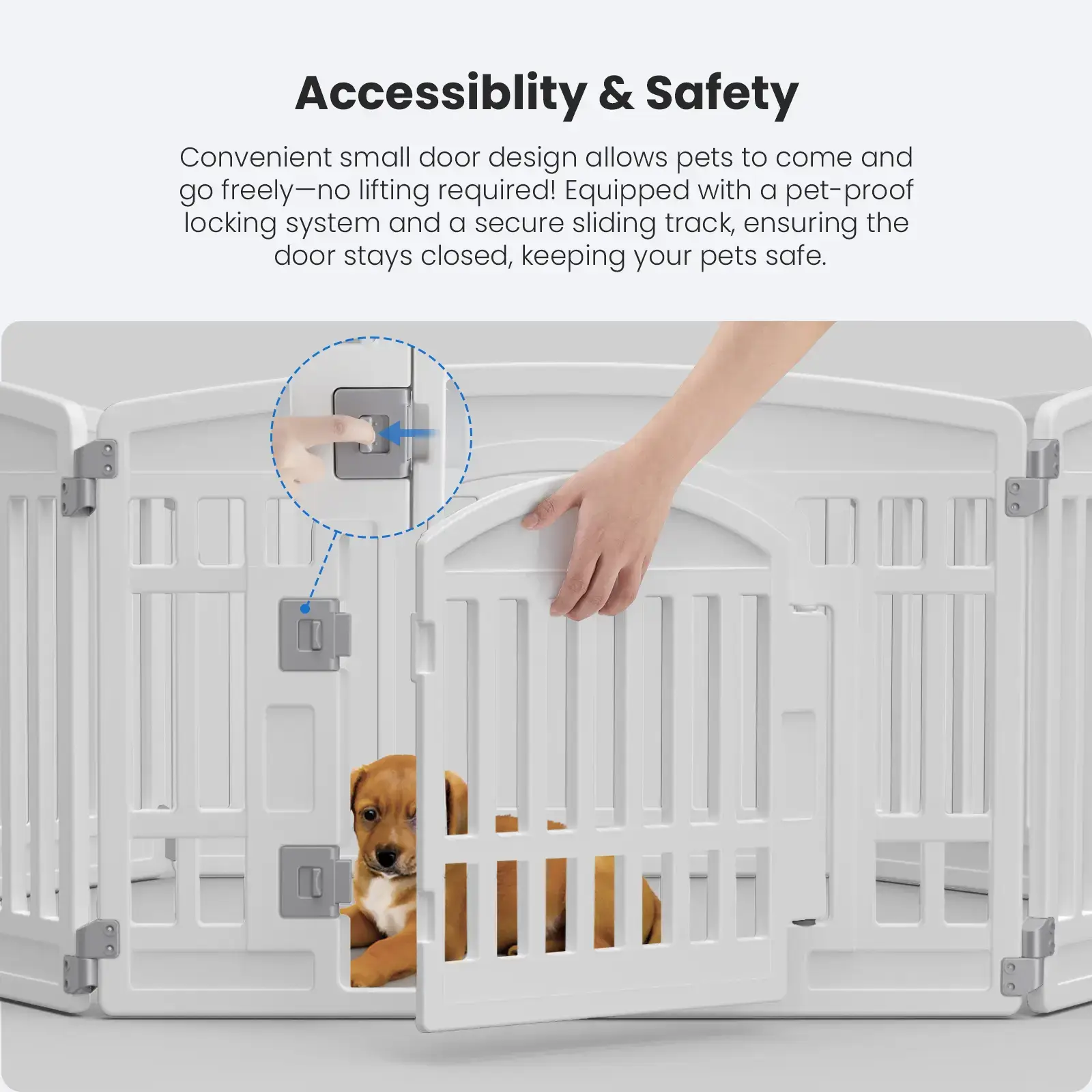【Deals for You Days】Plastic Pet Playpen - Portable Puppy Fence, Durable Puppy Exercise Pen with Lockable Playpen Gate, Non-Slip Bottom, for Indoor & Outdoor Use, Playpen Gate Playpens