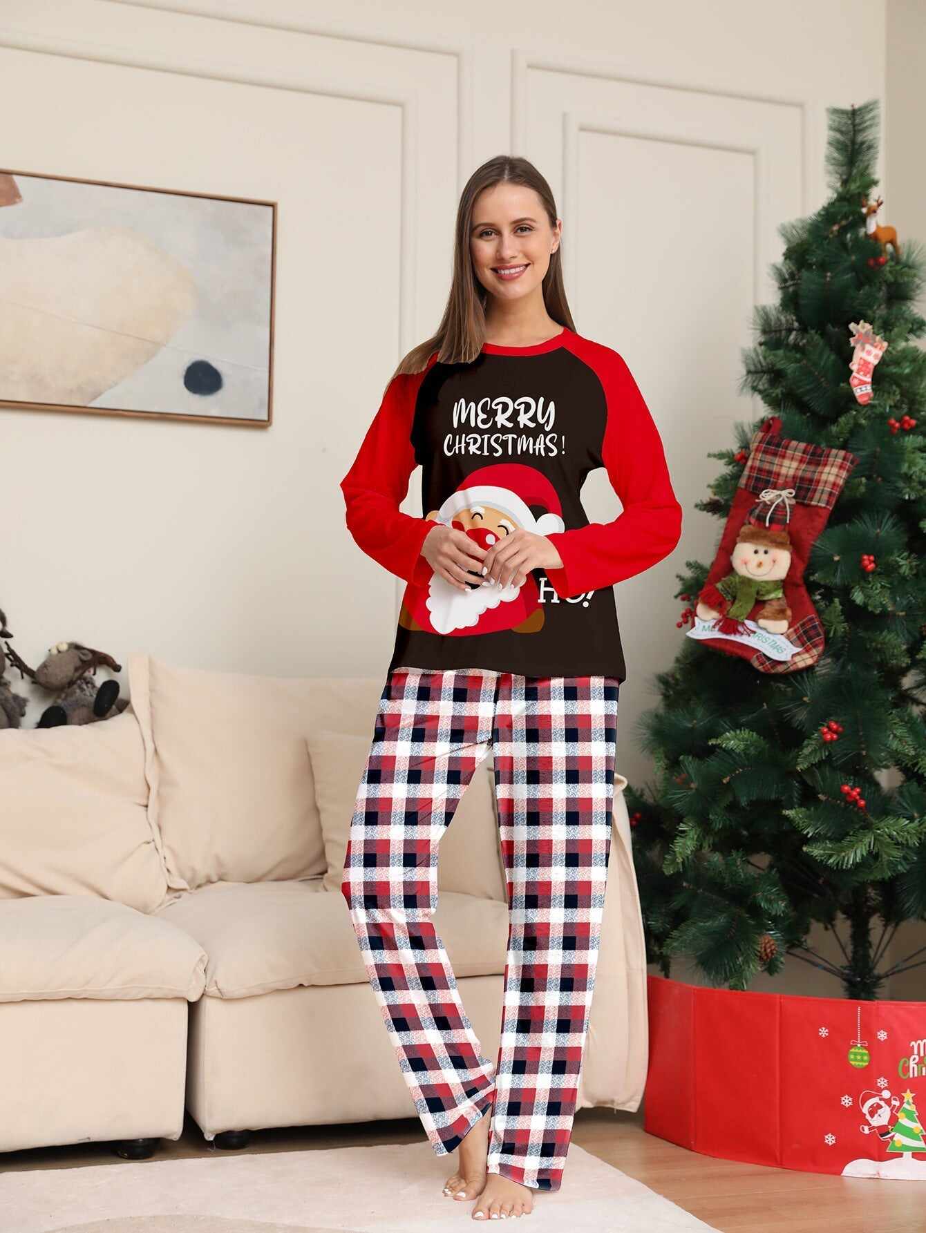 Family Matching Santa Cute Printed Pajama Set