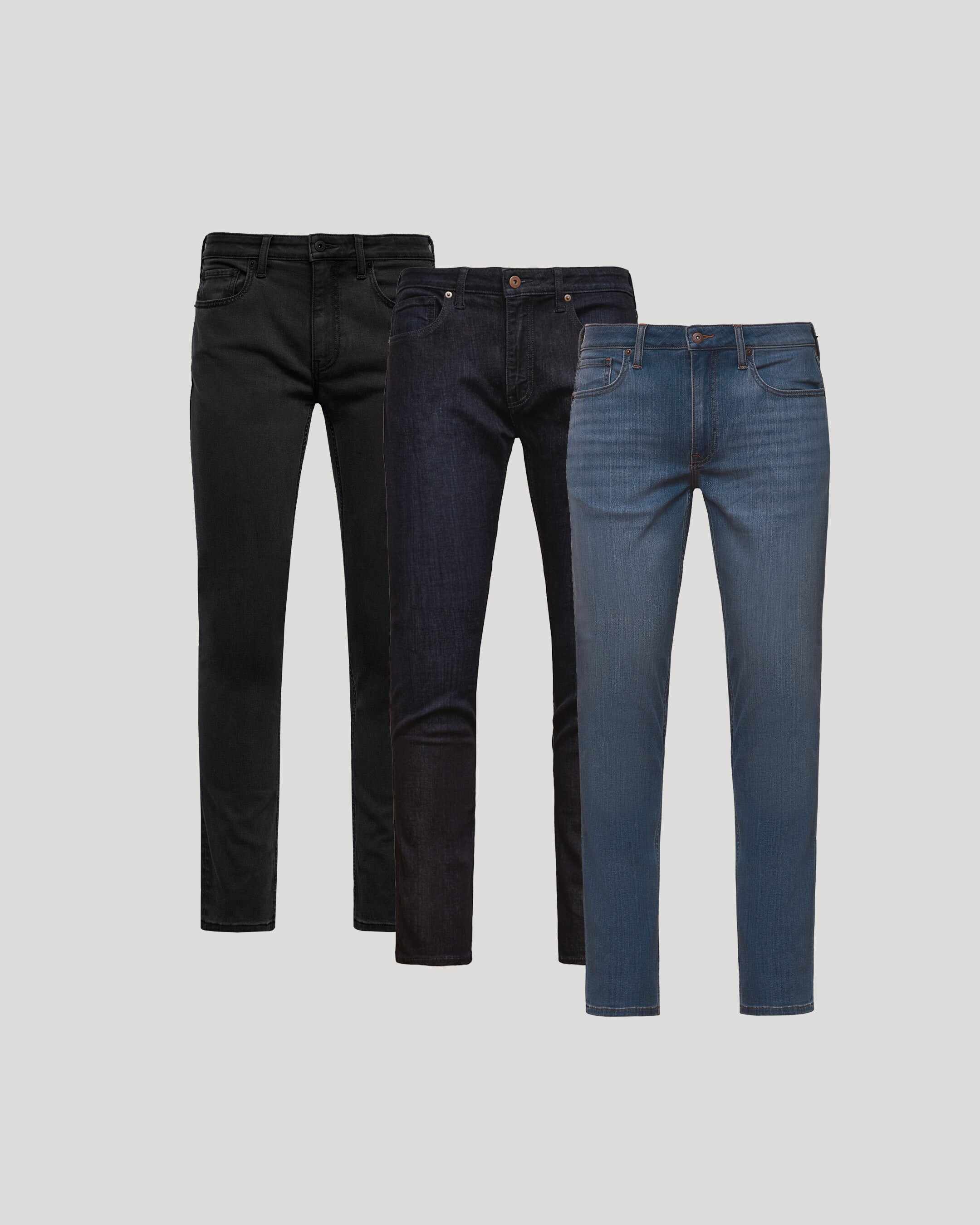 Black Medium Indigo Slim Comfort Stretch Jeans 3-Pack