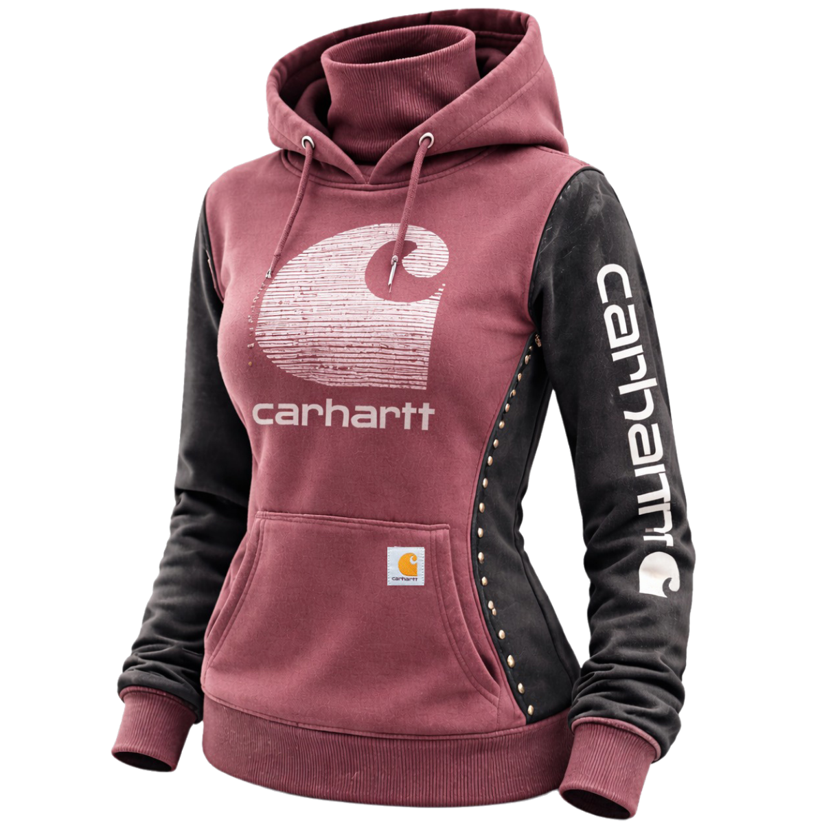Women Autumn and winter Two-Tone Hoodie-Rose