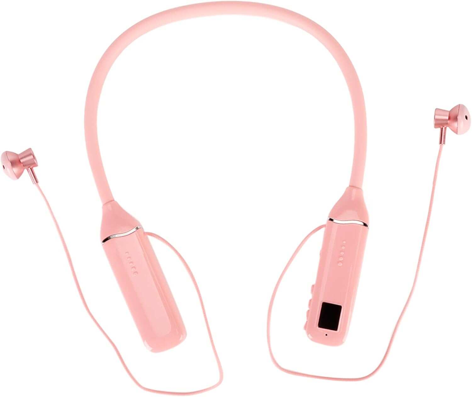Bluetooth Neckband Headphone, Neckband Earphones Wireless, LED Power Display Memory Card Playback Magnetic Earbuds Headset with RGB Backlight (Black)