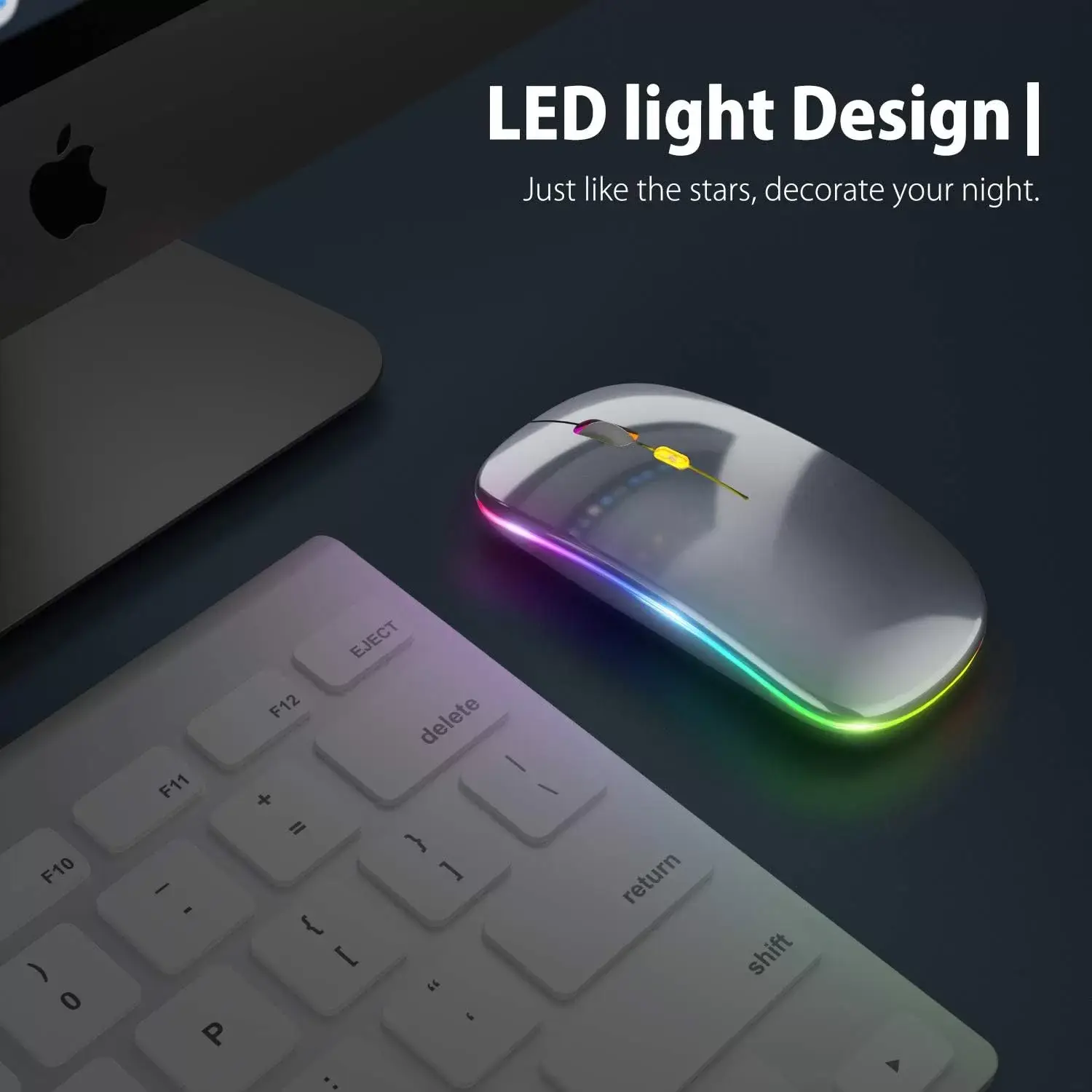 [Upgrade] LED Wireless Mouse, Slim Silent Mouse 2.4G Portable Mobile Optical Office Mouse with USB & Type-c Receiver, 3 Adjustable DPI Levels for Notebook, PC, Laptop, Computer, MacBook (Pink)