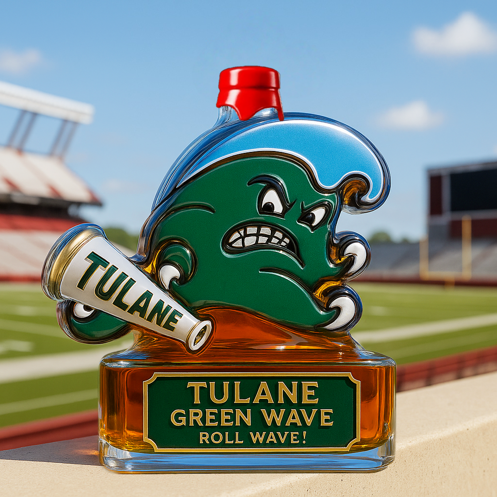 Tulane University Green Wave Limited Edition Whiskey Bottle