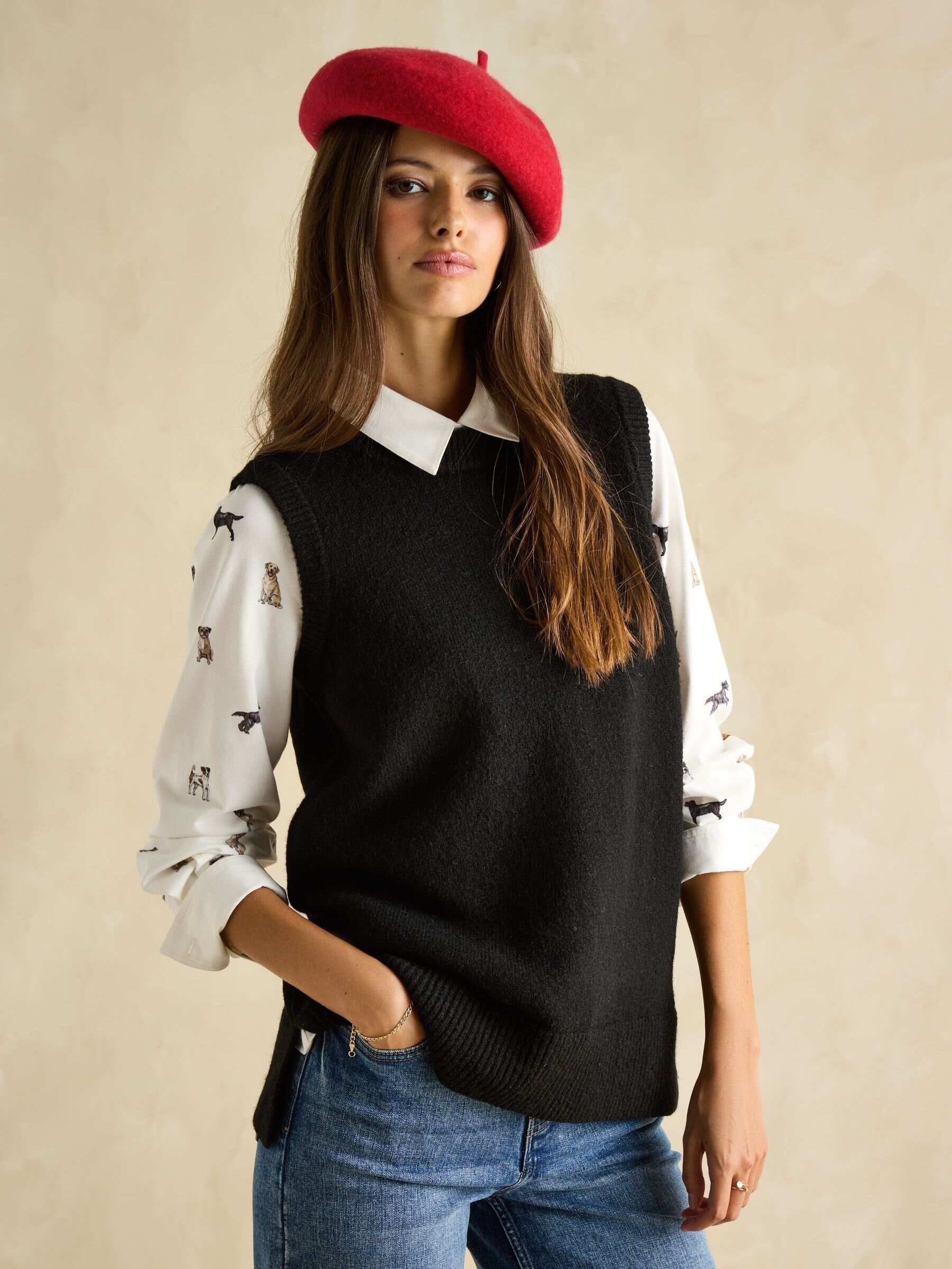 Holly Black Longline Knitted Vest
