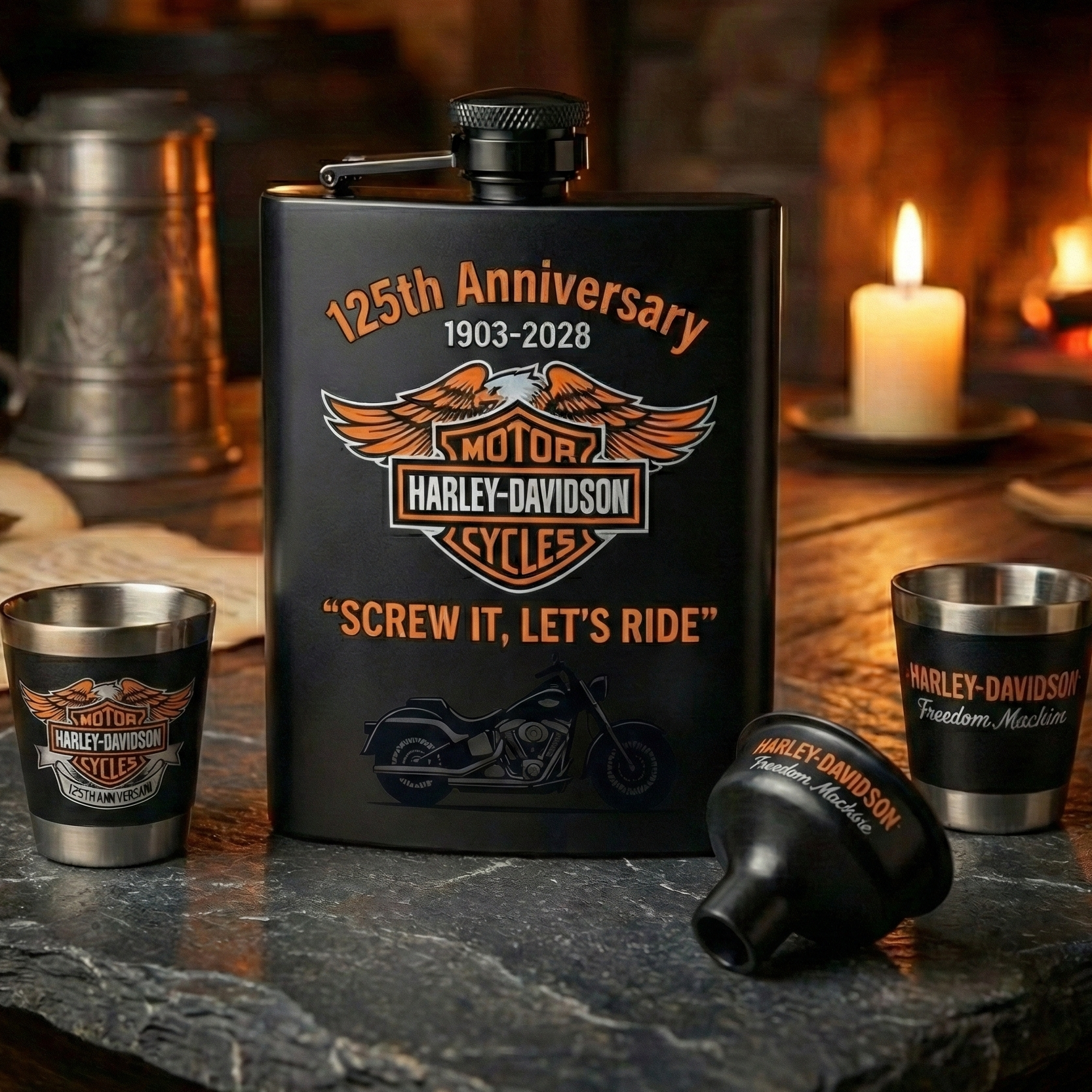 Harley-Davidson 125th Anniversary Flask Gift Set
