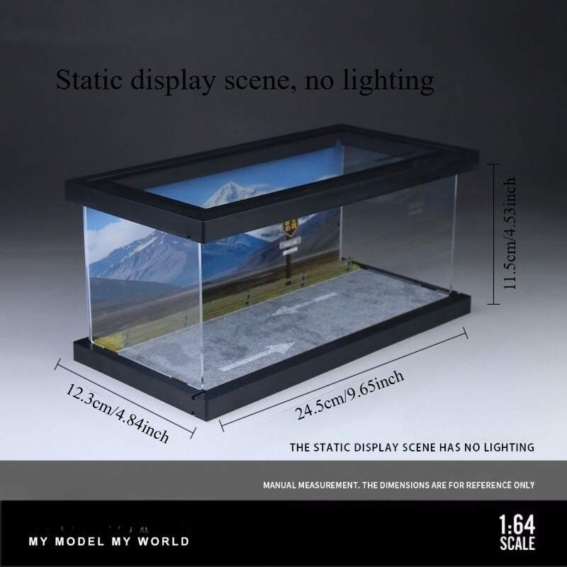 1:64 Scale Scenic Road Trip Diorama Display Case with LED Lighting – Immersive Landscape Scene for Diecast Cars