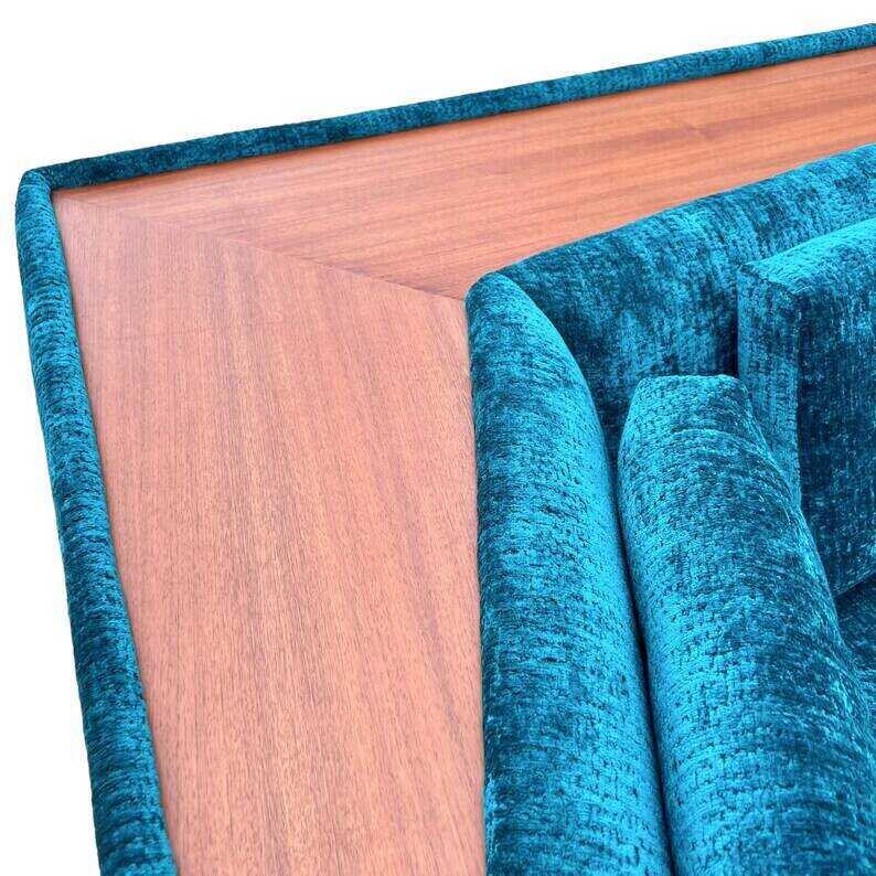 Vintage Re-Upholstered Mid-Century Boomerang Sofa Craft Associates Teal