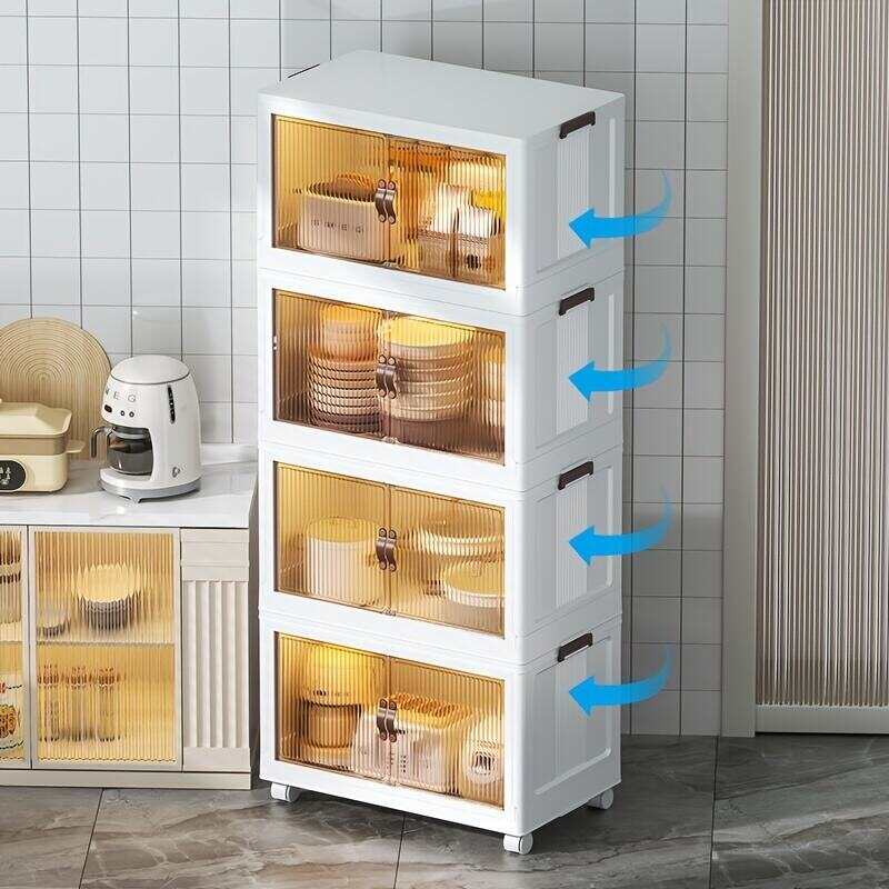 1pc Transparent Collapsible Storage Bin with Lids and Pulley - Portable 1/2/3 Layers Organizer for Easy Access and Convenient Storage