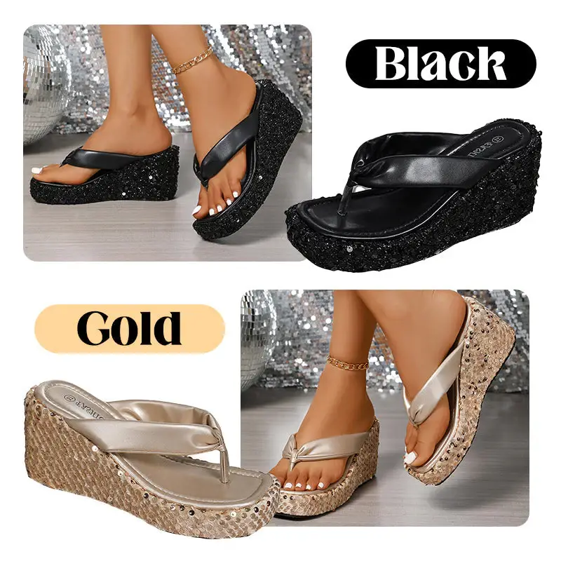 👠Women's Thick-Soled Sequined Flip-Flops