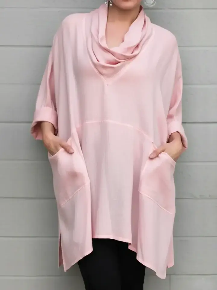 🔥Summer Arrivals🌟Women's Cozy Cowl Neck Linen And Cotton Top