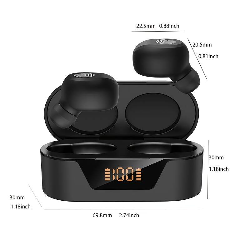 TWS Waterproof Headset Wireless Sport Headset , Mobile Phone Hi Fi Stereo Music With Microphone Noise Reduction Display For Moblie Phone.  Goodlooking Thoughtful Gift For Men/Women/ Girlfriend/Boyfriend/Friend/Birthday Gift