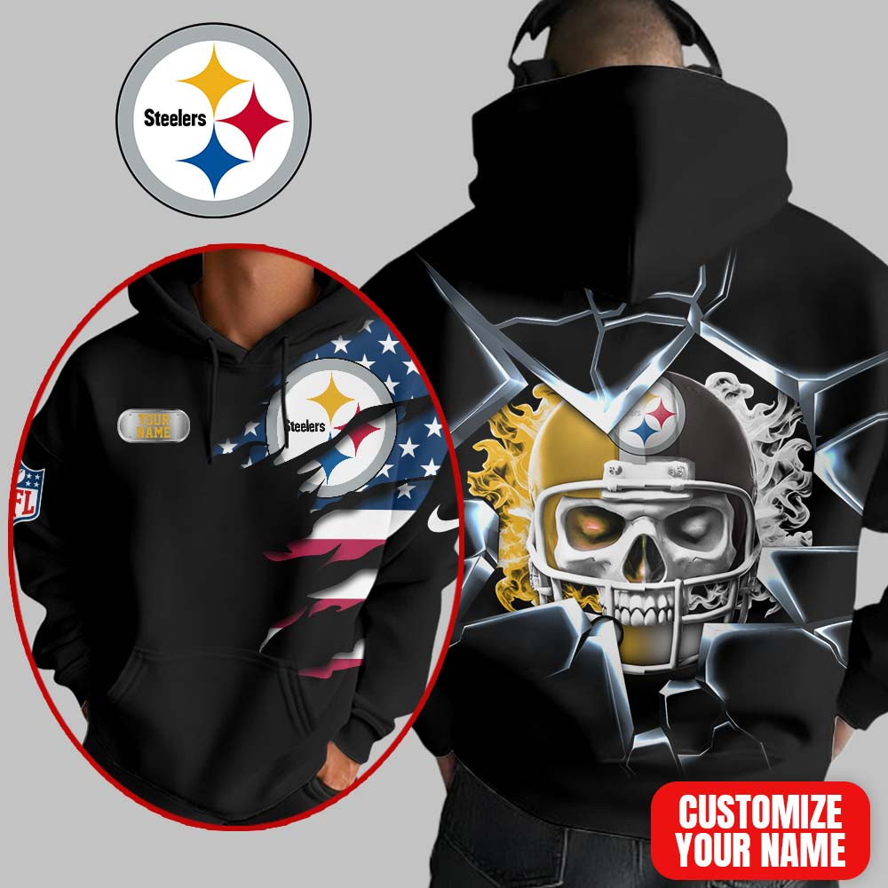 Pittsburgh Steelers | Premium NFL Customizable Skull Hoodie MM