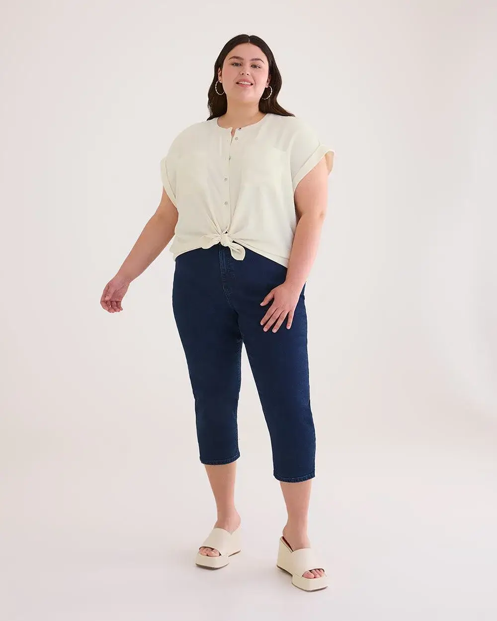 Satin Buttoned Down Shirt with Extended Sleeves