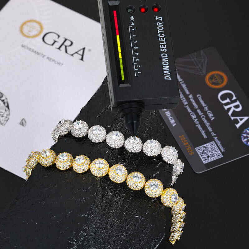 Test10mm S925 Moissanite Cluster Hemisphere Tennis Bracelet