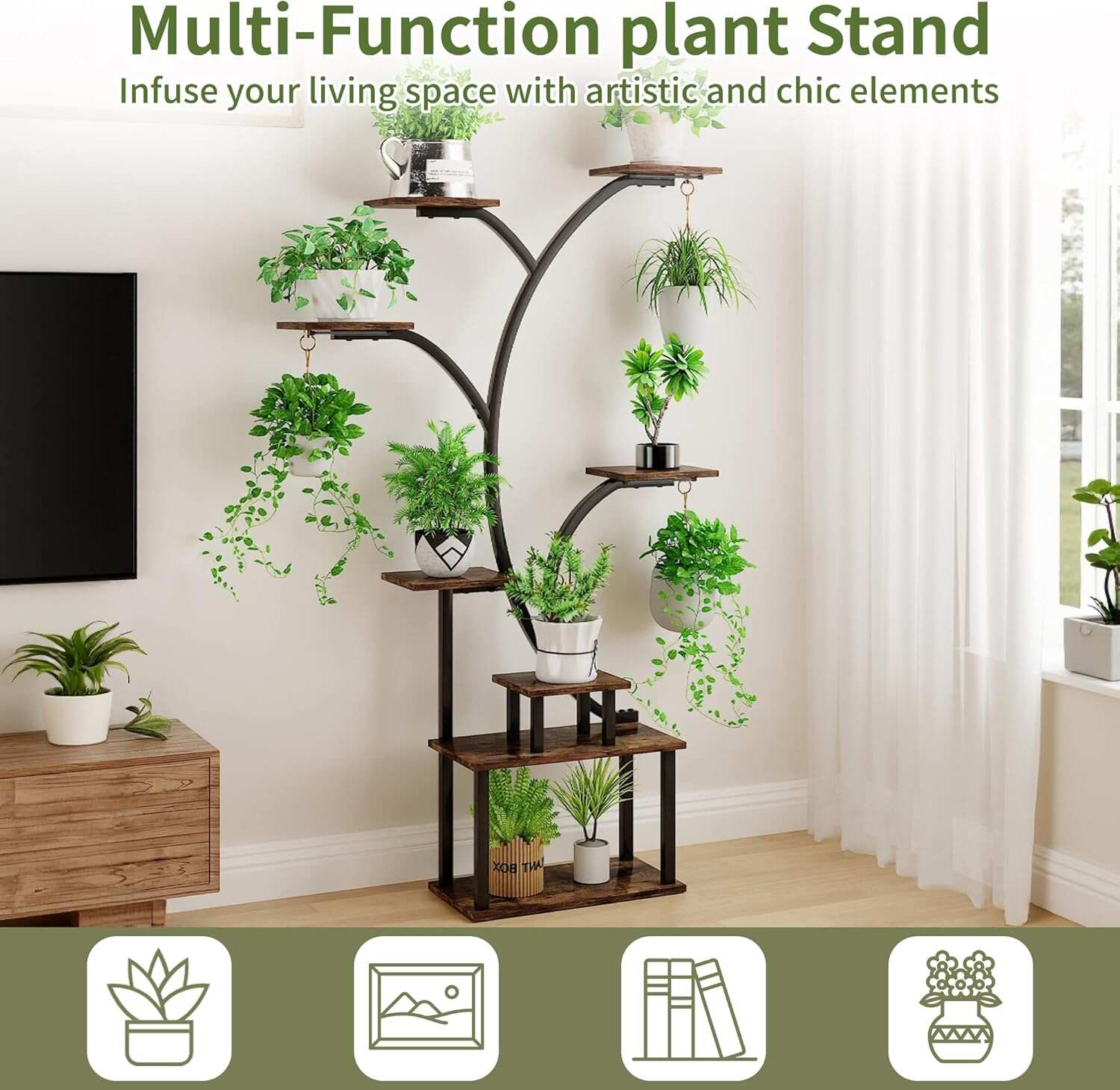 VECELO Plant Stand with Grow Light