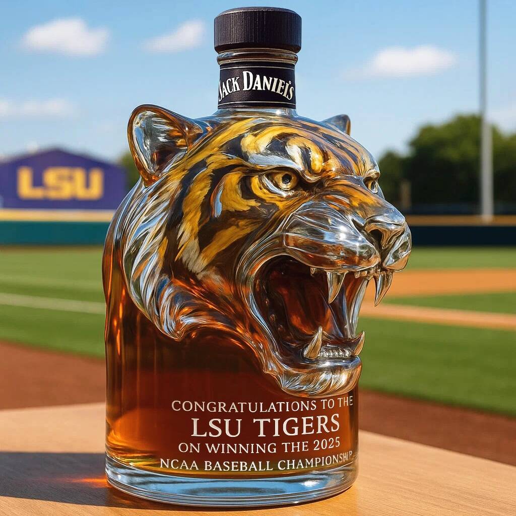 Whiskey bottle Commemorating LSU Tiger's 2025 NCAA Baseball Championship