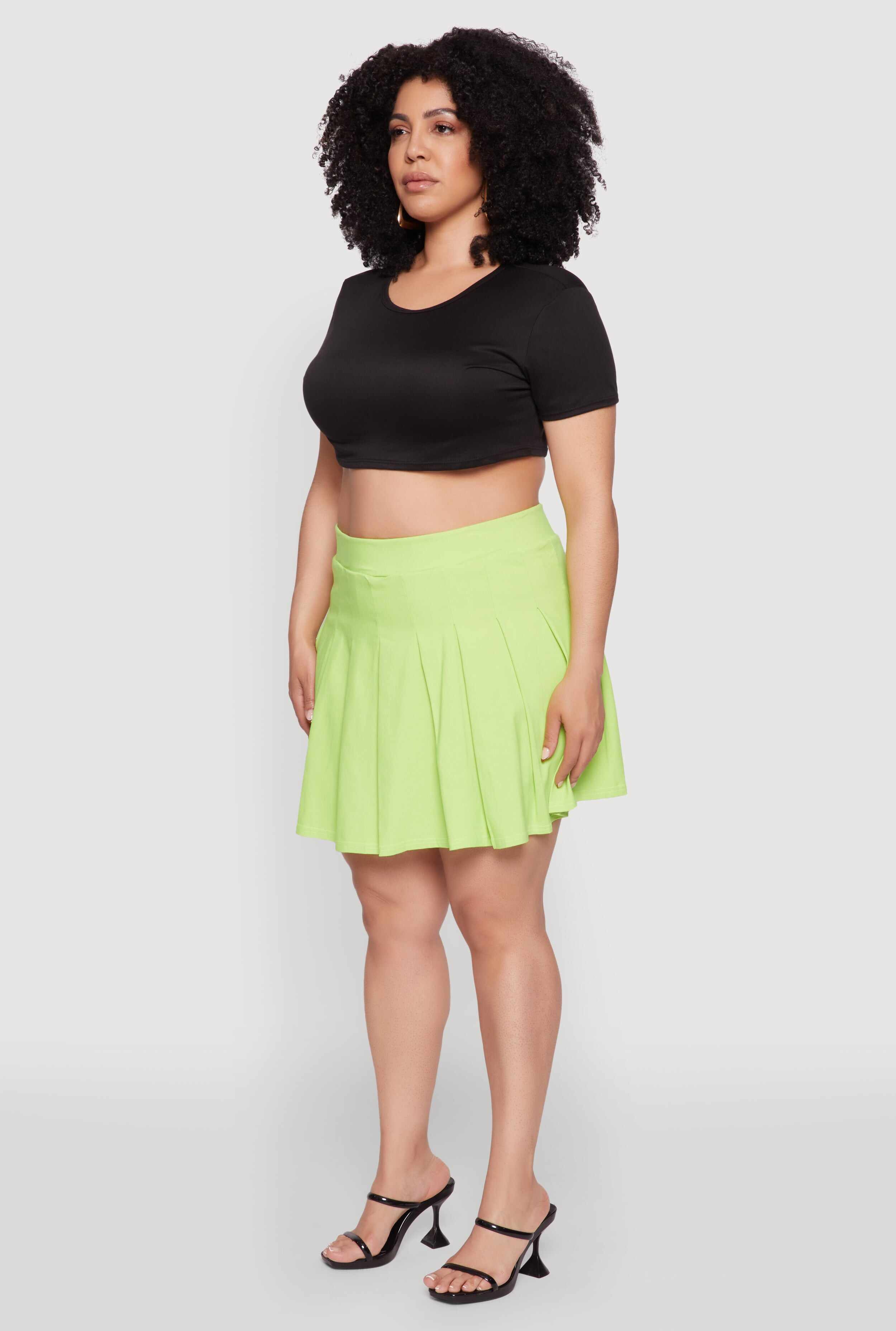 Plus Size Chic High Waisted Mini Pleated Skirt