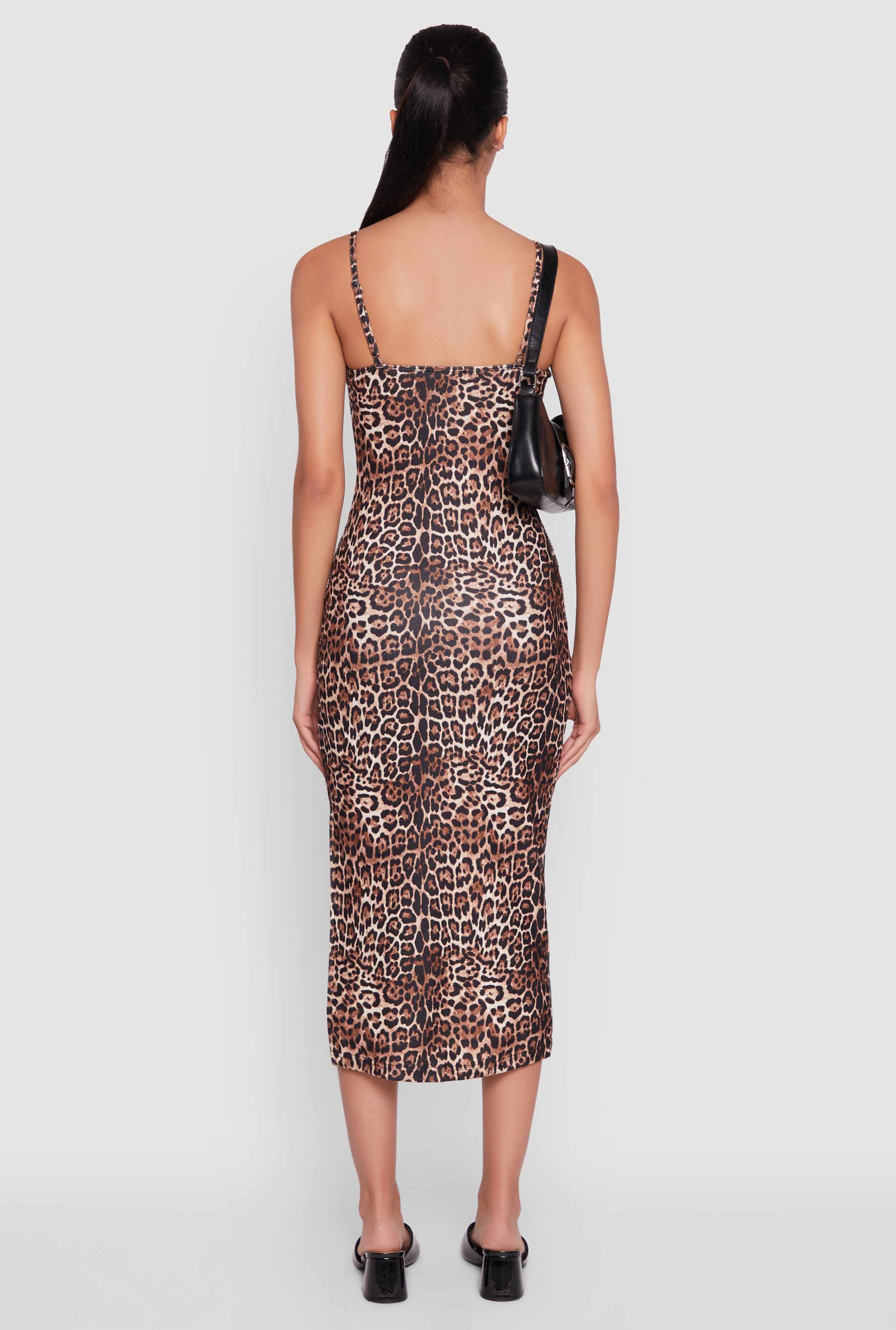Trendy Square Neck Leopard Print Cami Dress