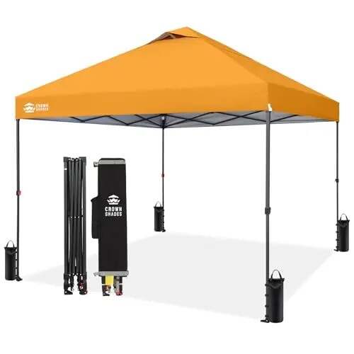 10x10 Pop Up Canopy - Patented Center Lock One Push Instant Outdoor Canopy Beach Tent with STO-N-Go Bag 8 Stakes & 4 Sand Bags