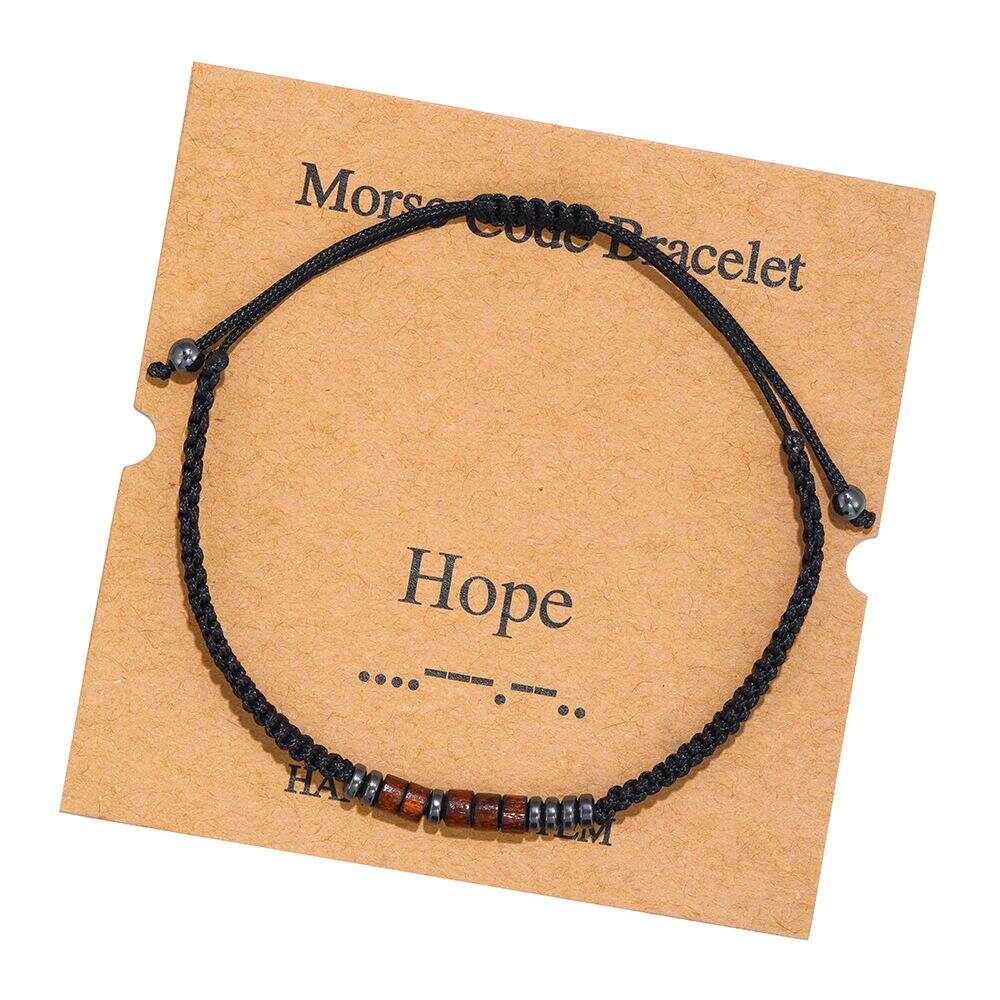 Women's Men's Unisex Morse Code Alphanumeric Weave Couple Bracelet