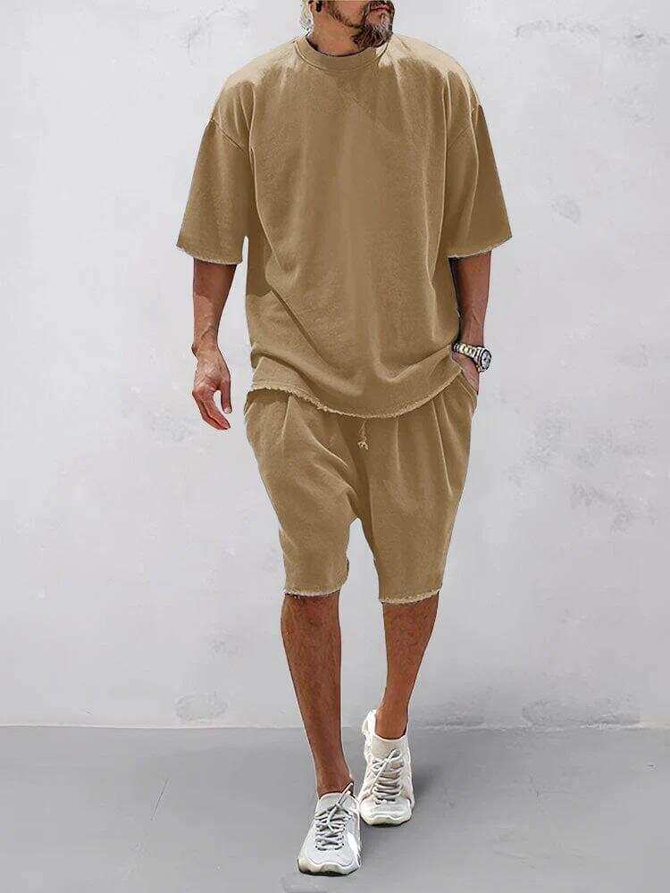Men's Casual Loose Fit Solid Sports Sets