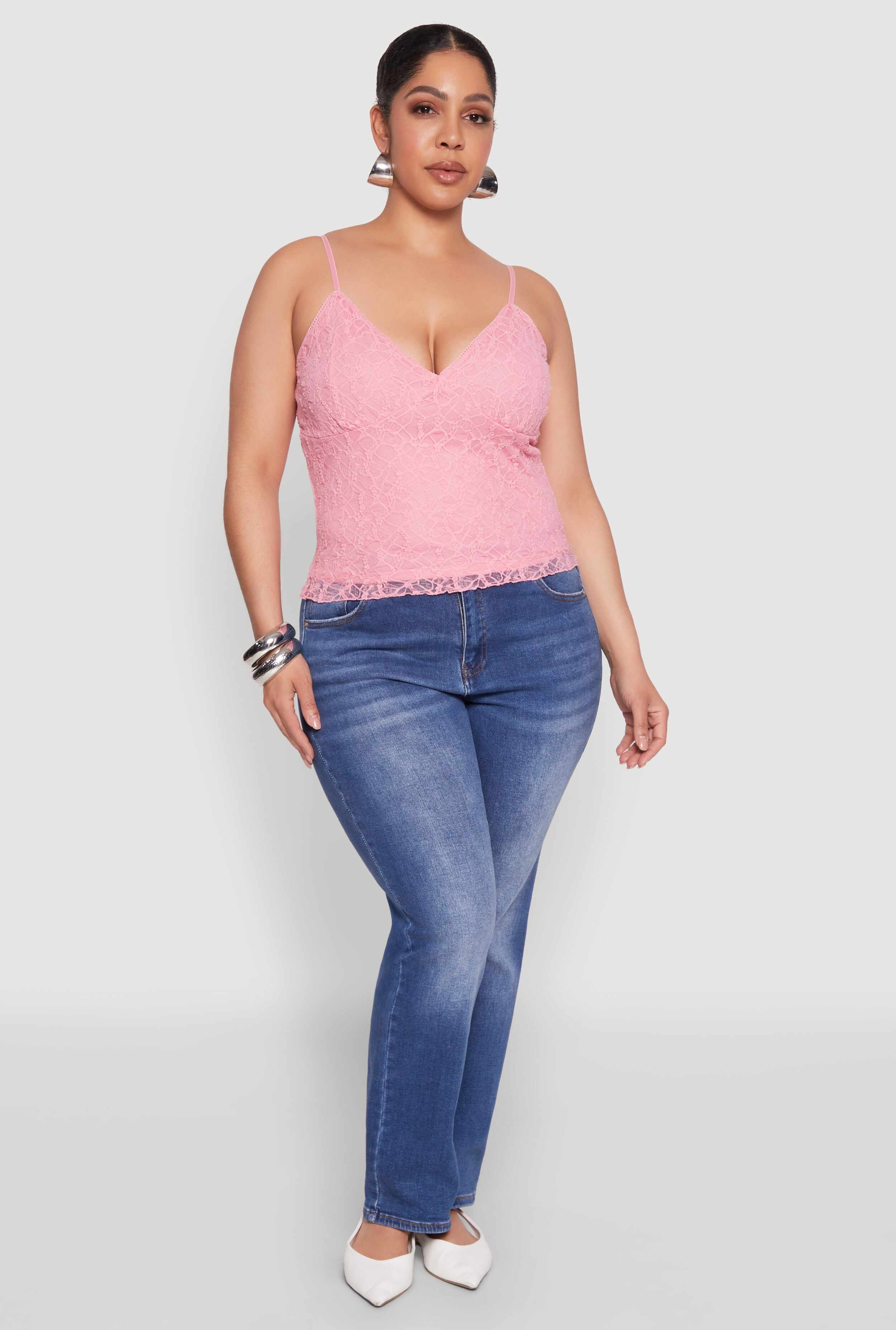 Plus Size Lace Overlay Cami