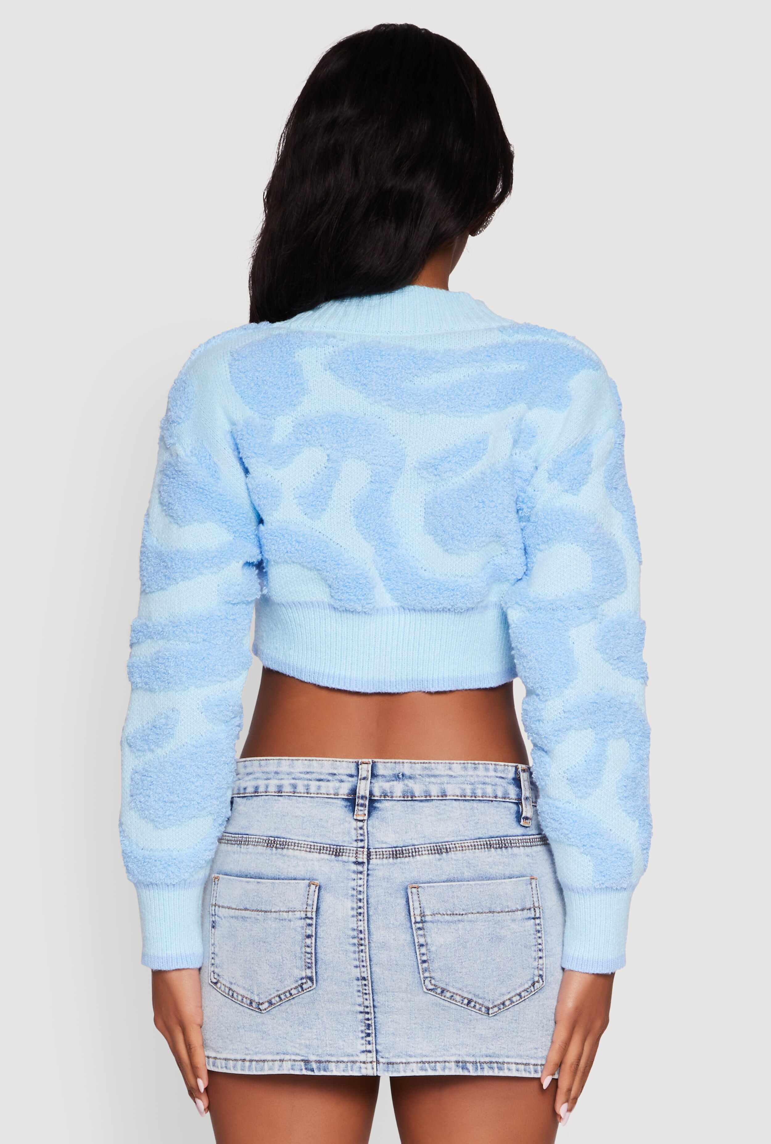Tufted Knit Button Front Cropped Cardigan