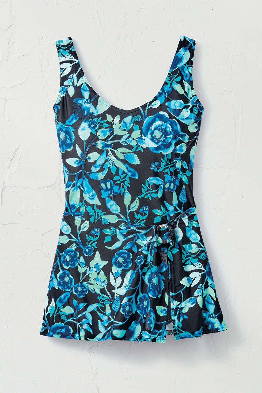 Watercolor Floral ShapeMeTM Sarong Swimdress