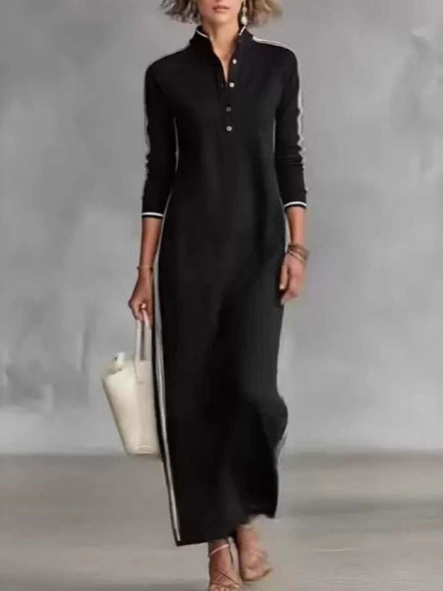 🔥Summer Arrivals🌟Women's Cotton Linen Stand Collar Long-sleeved Dress