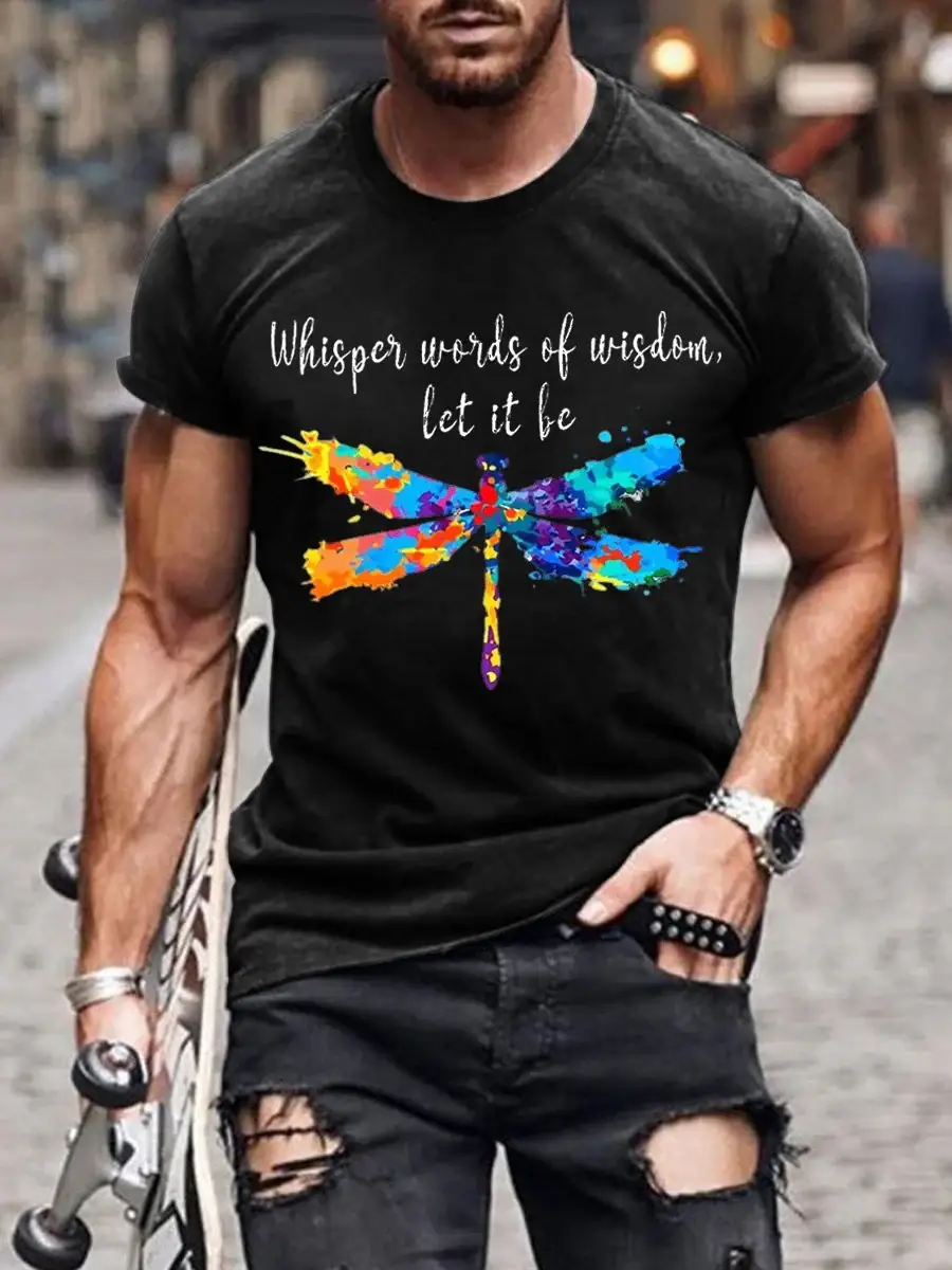 Men's Whisper Words Of Wisdom Let It Be Art Pattern Print Casual T-Shirt