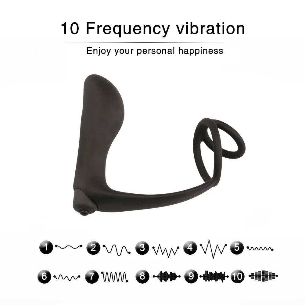 Male Prostate Massager Vibrator Butt Plug: Silicone Ring for Delayed Ejaculation