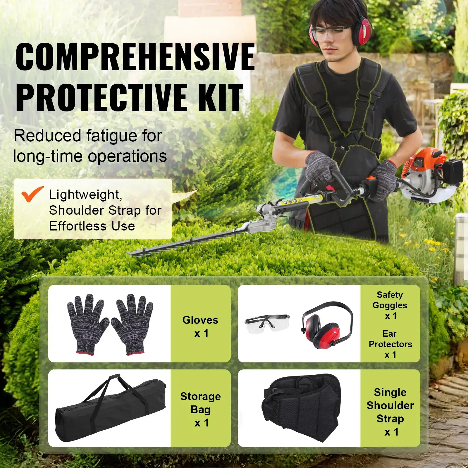 52CC 6-in-1 Multi-Functional Trimming Tools with Gas Hedge Trimmer, Summervibes,Summervibes, Weed Eater, String Trimmer, Brush Cutter, Edger & Pole Saw Chainsaw Pruner Whacker Shoulder VEVOR Super Brand Day