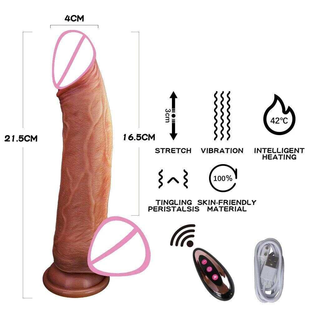 Realistic Penis Automatic Retractable Heated Swing Vibrator with Remote Control  Sex Toy for Woman Masturbator Dildo Adult shop