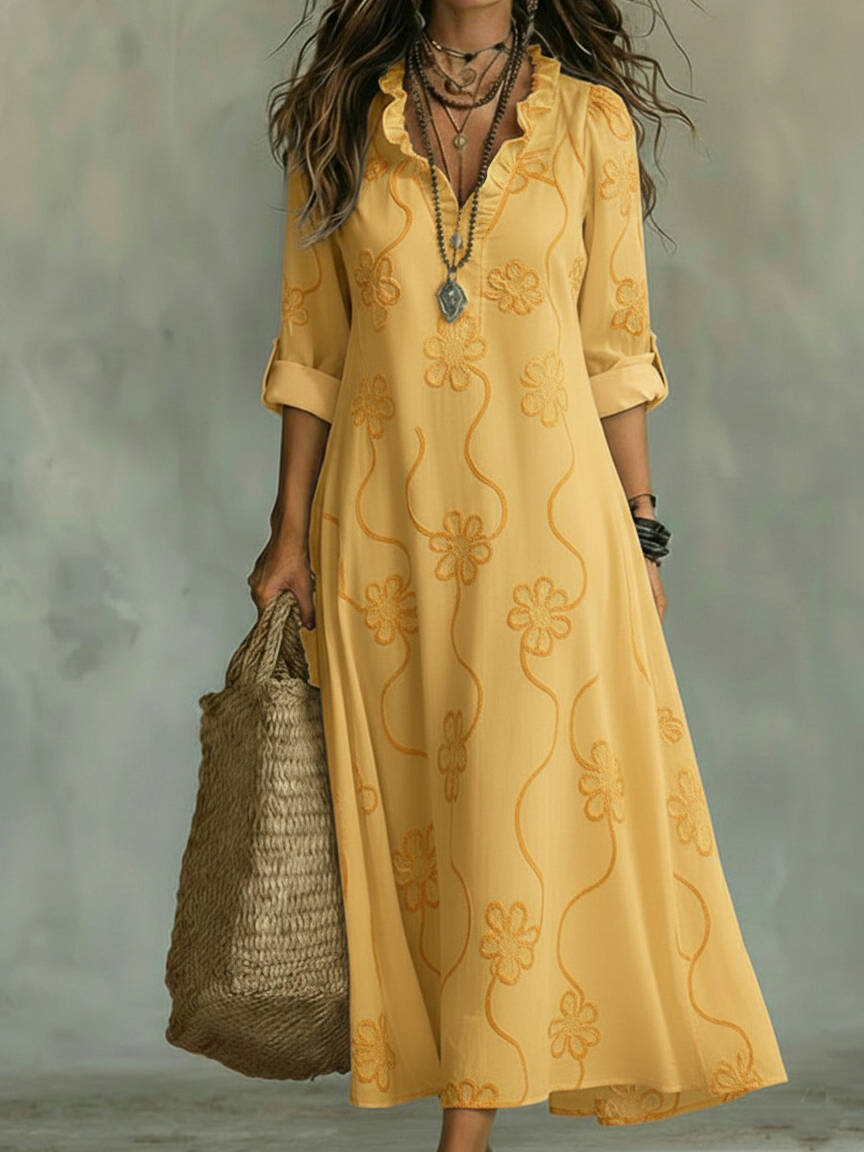 🔥Summer Arrivals🌟Retro Ruffled Collar Floral A-line Dress