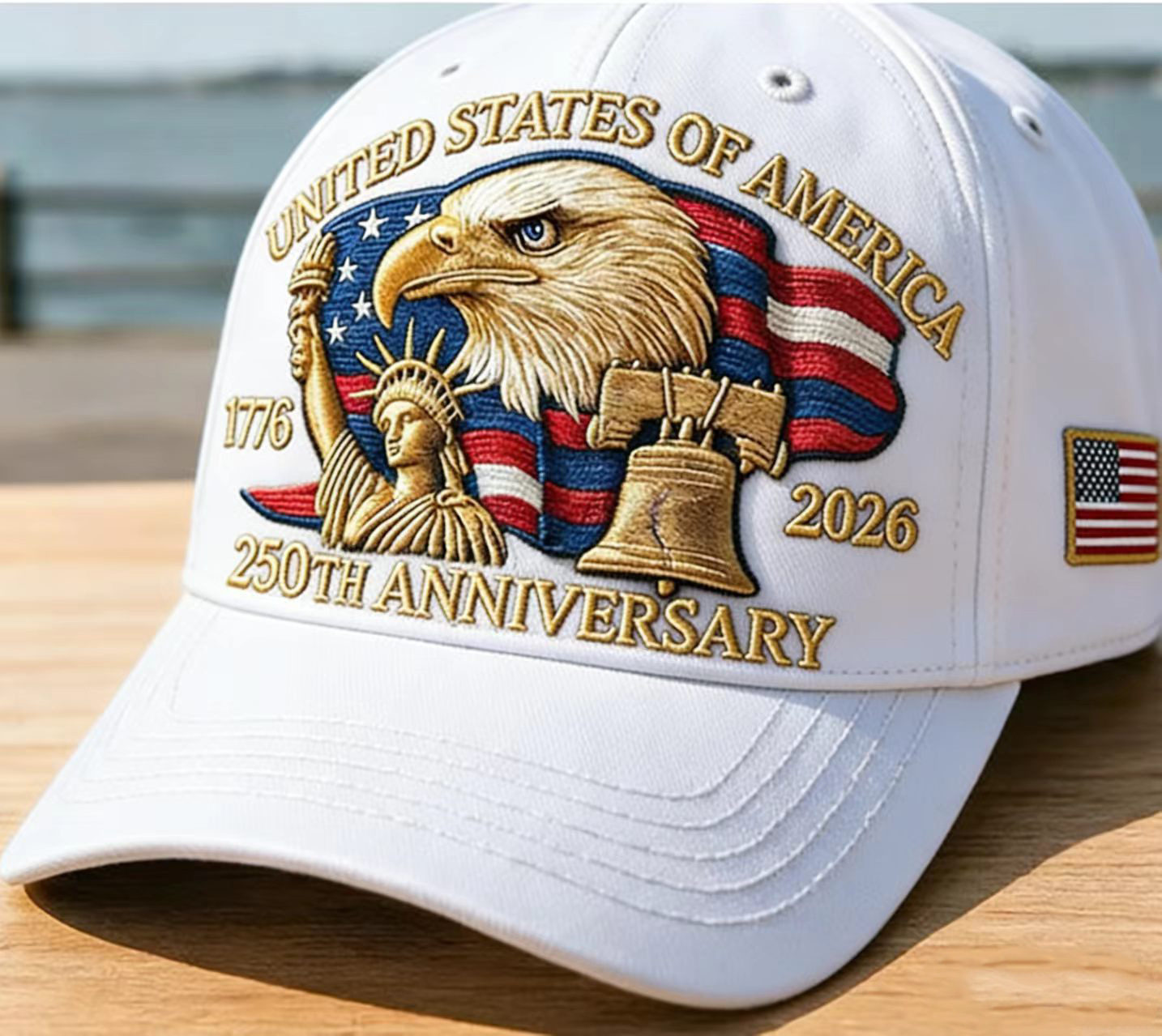 USA 250th Anniversary Embroidered Cap with Eagle Head – Vintage Sunvisor Hat