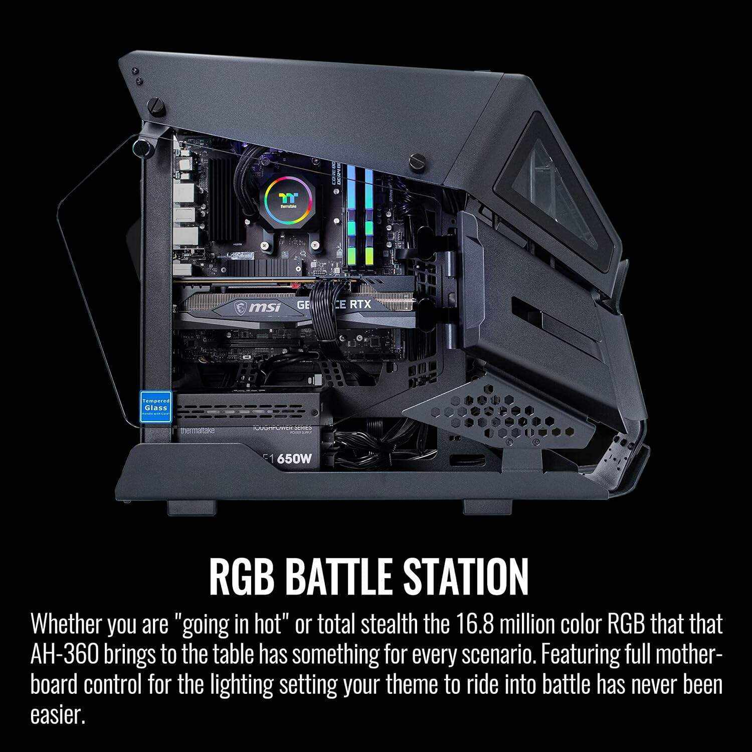 Thermaltake LCGS AH-360S AIO Liquid Cooled Gaming PC (AMD Ryzen 5 5600X 6-core,ToughRam DDR4 3600Mhz 16GB RGB,NVIDIA GeForce RTX 3060, NVMe 1TB M.2, Win 10 Home) AHW2-B550-A36-LCS