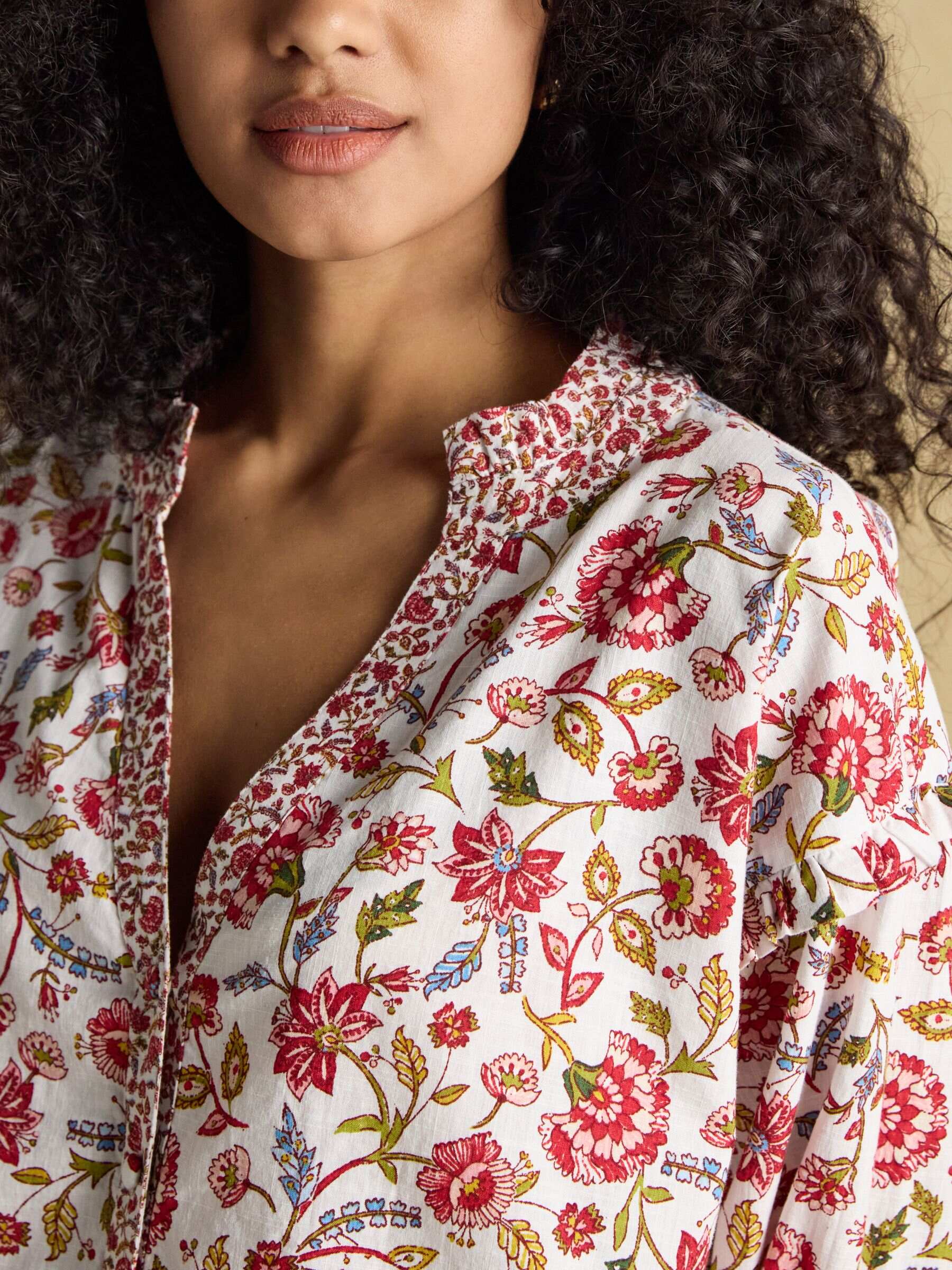 Eloise Provence Floral Button Down Cotton Blouse