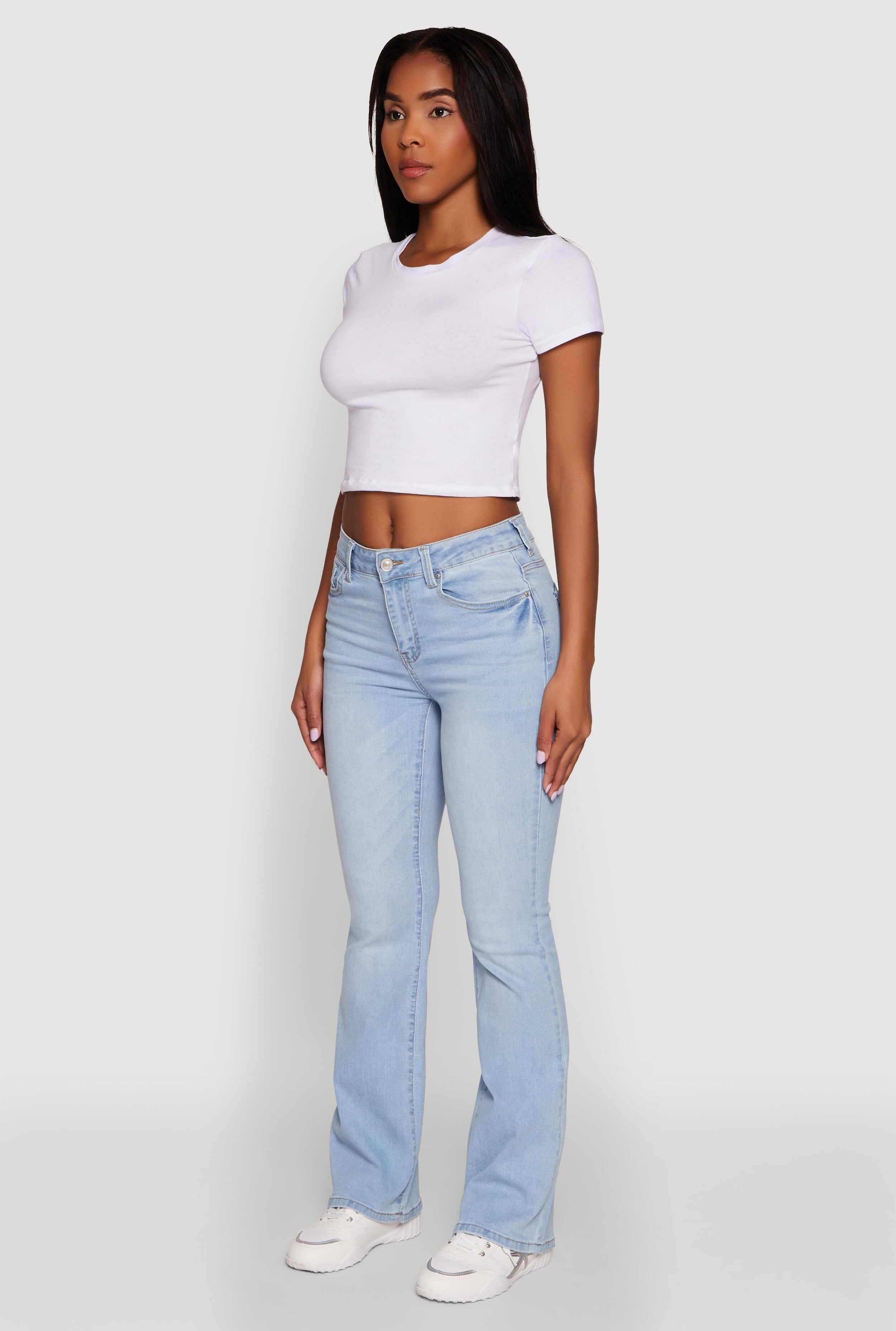WAX Stretch Flap Pocket Mid Rise Bootcut Jeans