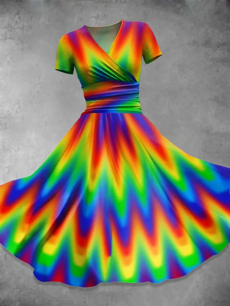 Tie Dye  Art  Print Casual Dress
