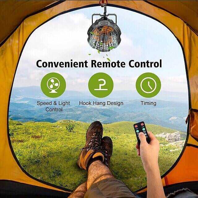 Outdoor Camping Fan and LED Light 2-in-1 Rechargeable Explosive Charging Camping Fan Light Tent Light Wild Fishing Portable Lighting