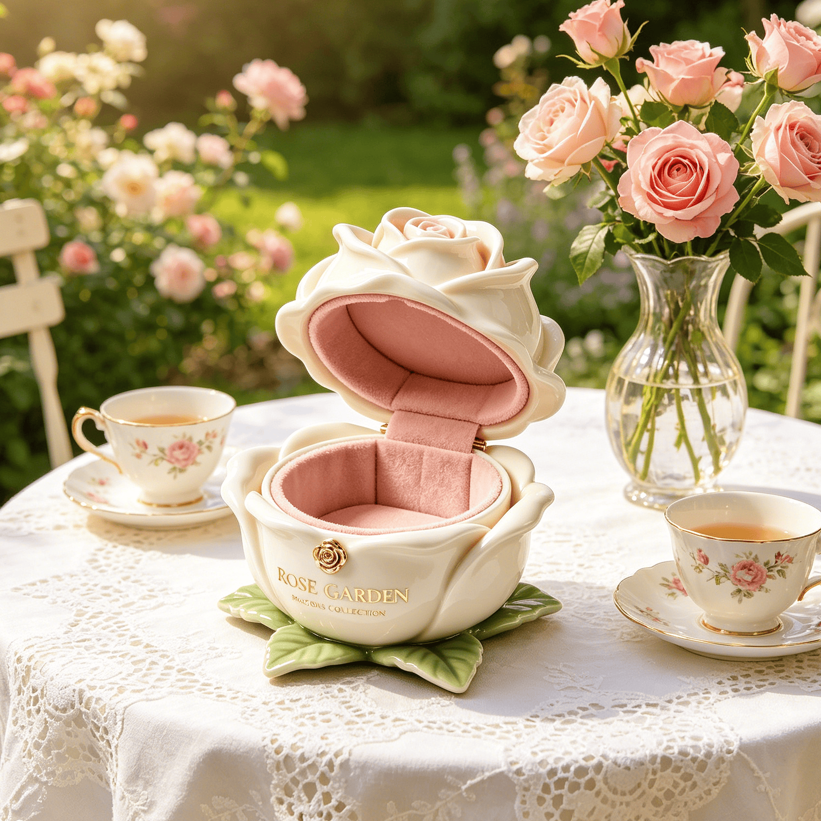 💍Elegant Rose Garden Jewelry Box