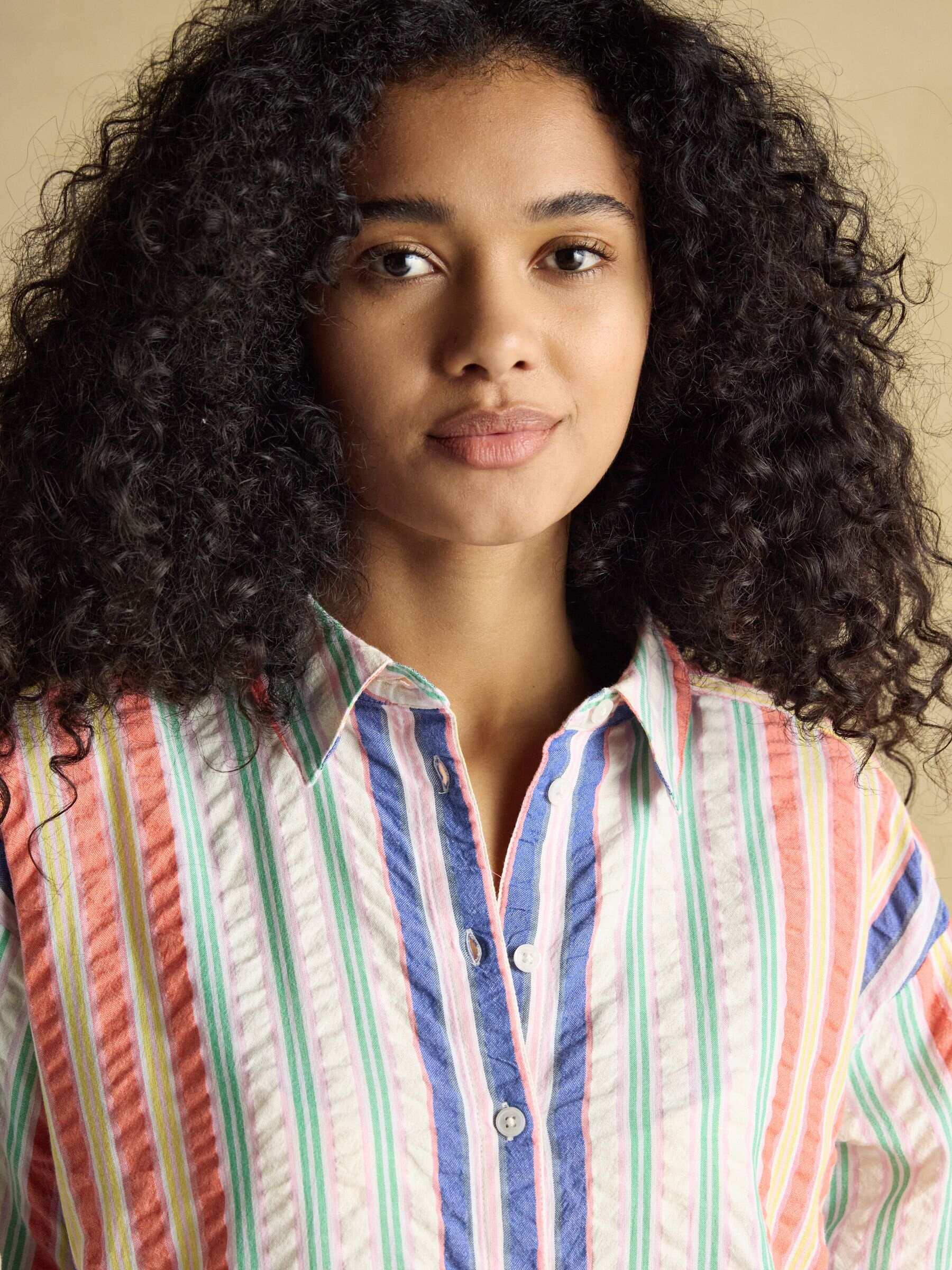 Sara Multi Striped Long Sleeve Seersucker Shirt