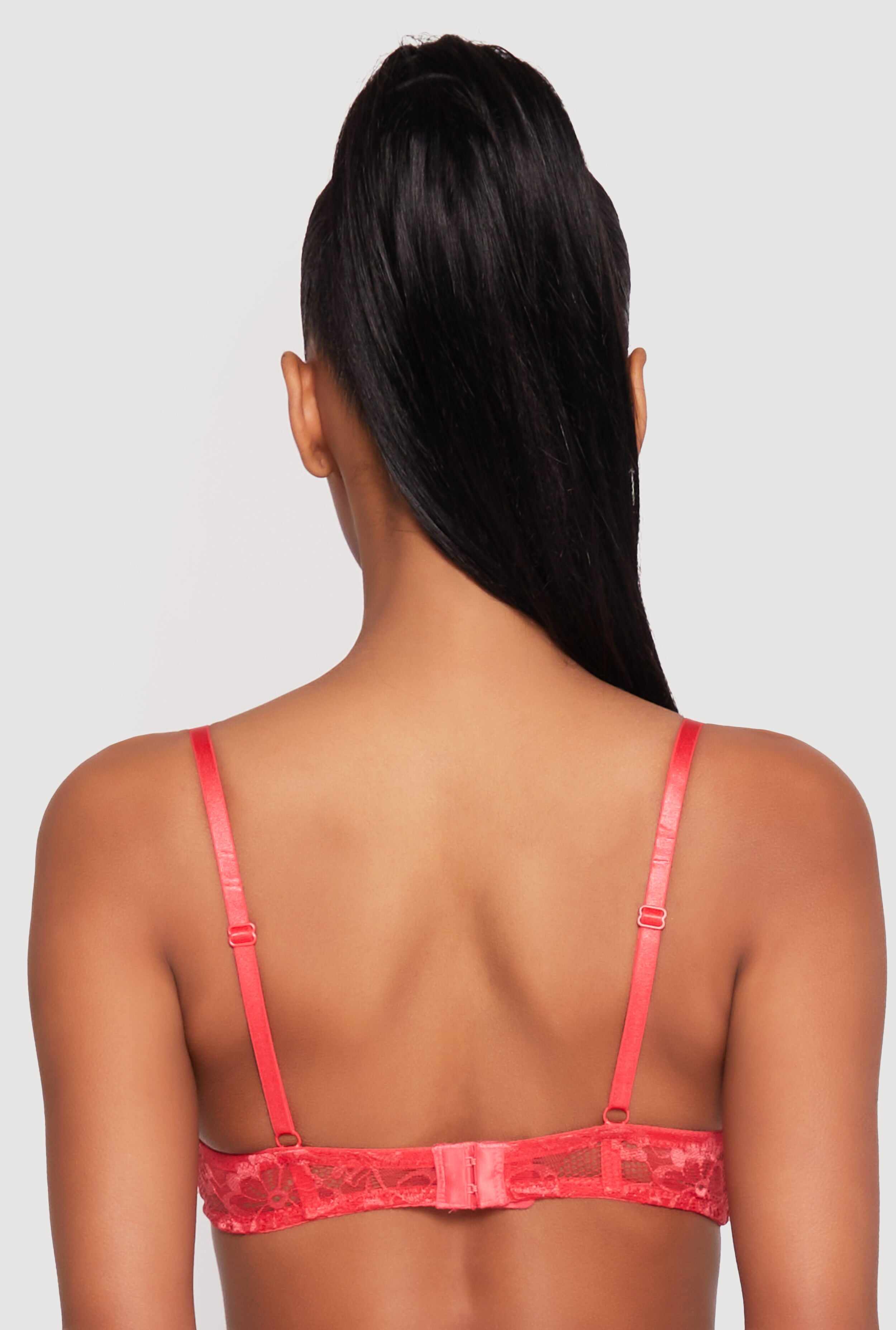 Caged Sides Lace Push Up Plunge Bra