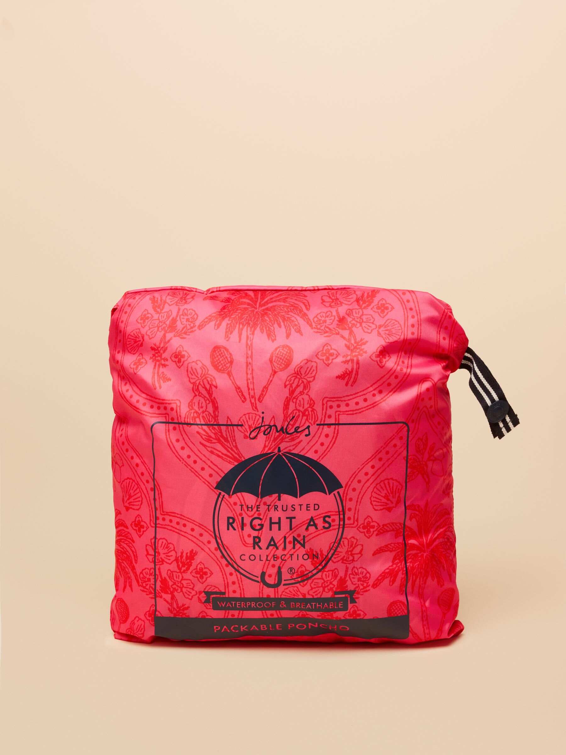 Elstow Pink Packable Poncho with Hood