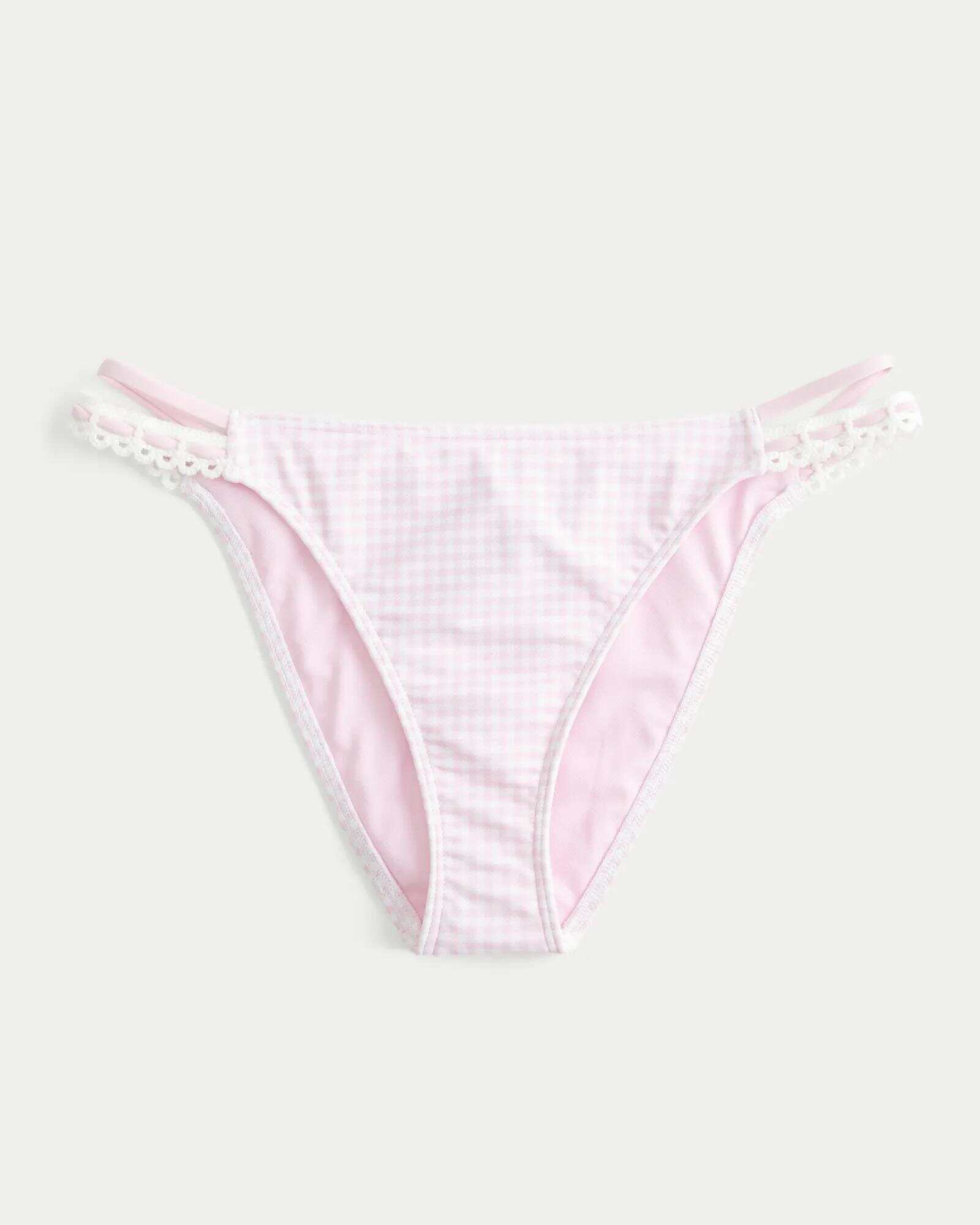 Crochet-Style Trim Double-Strap Cheeky Bikini Bottom